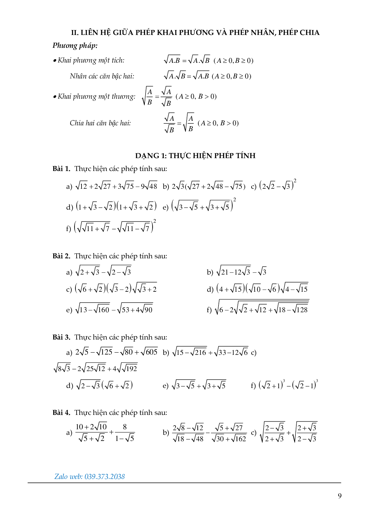 Các dạng toán đại số lớp 9 (trang 9)