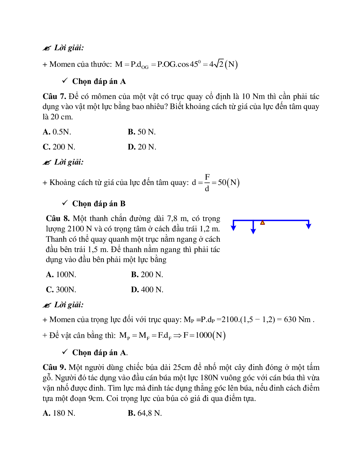 Phương pháp giải và bài tập về Bài toán về vật rắn có trục quay cố định (trang 8)