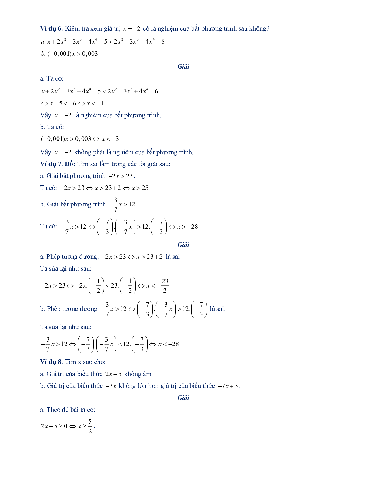 Chuyên đề bất phương trình bậc nhất một ẩn 2023 - Toán 8 (trang 7)