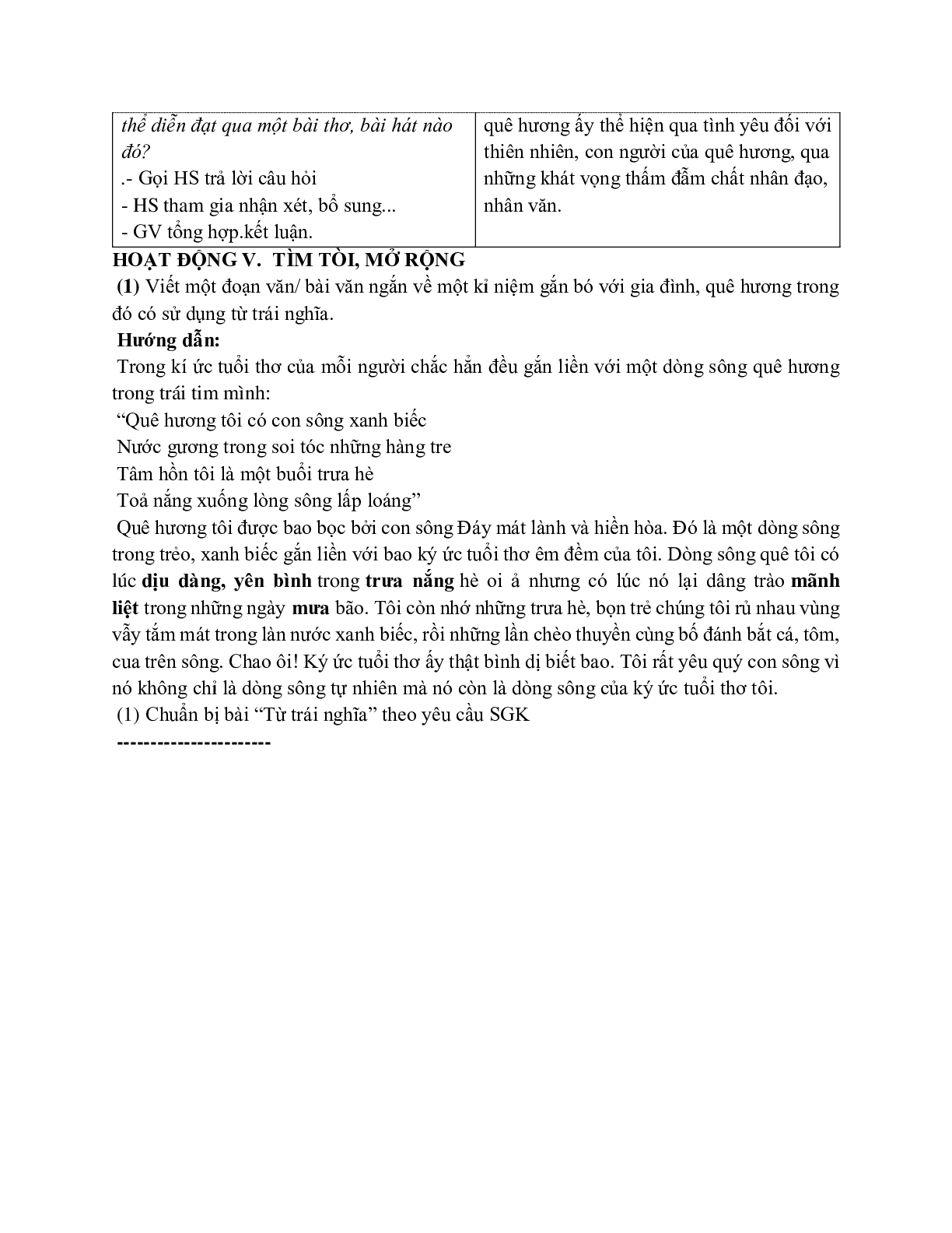 Giáo án ngữ văn lớp 7 Tuần 10 Tiết 38: Ngẫu nhiên viết nhân buổi mới về quê mới nhất (trang 7)