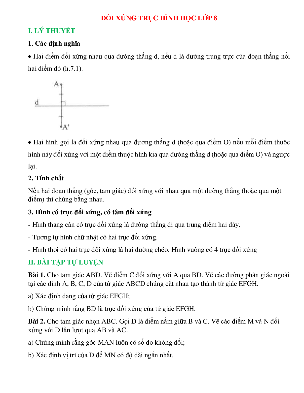 Đối xứng trục hình học lớp 8 (trang 1)