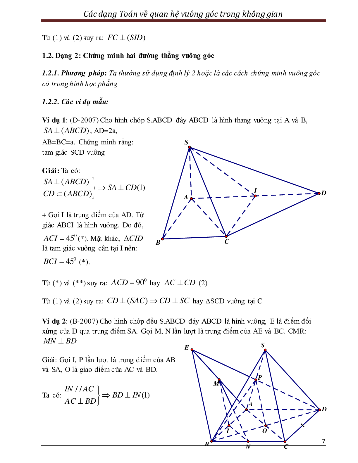 Các dạng toán quan hệ vuông góc trong không gian (trang 7)