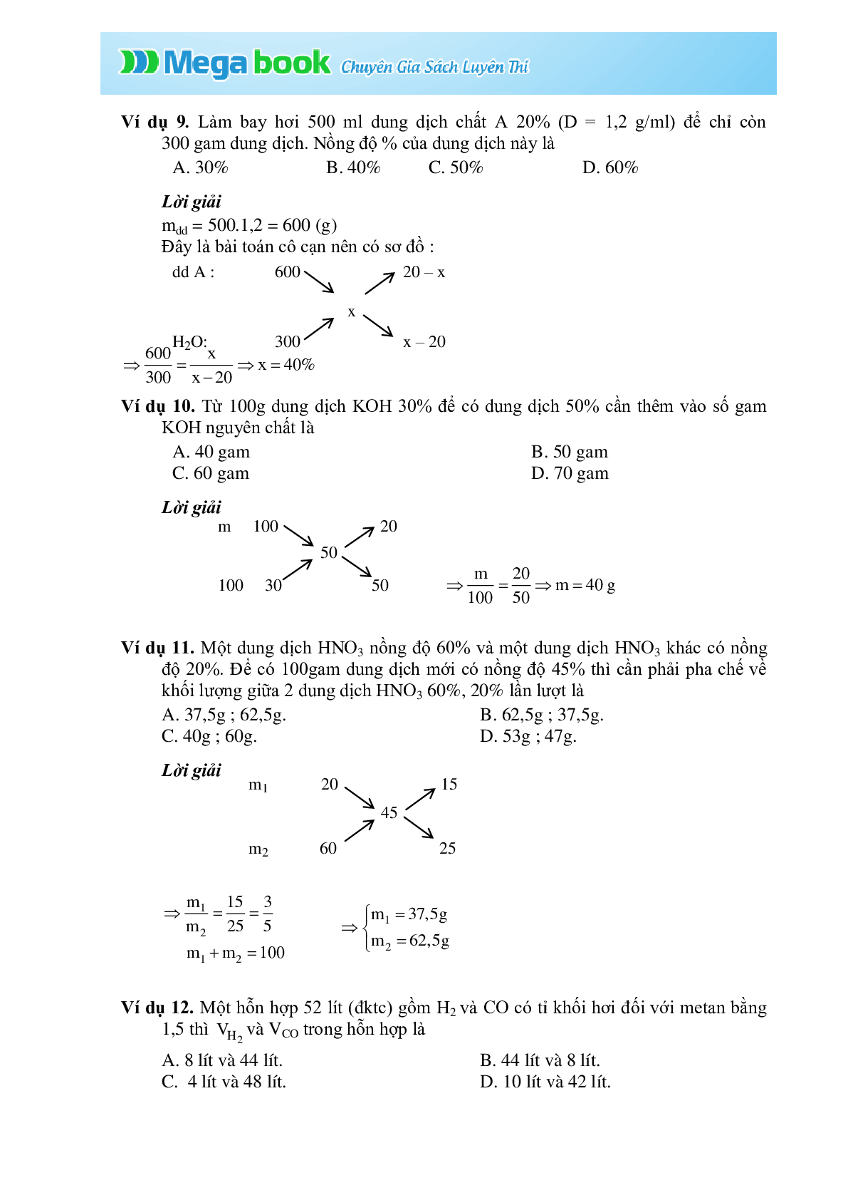Bài tập về phương pháp đường chéo có đáp án, chọn lọc (trang 4)