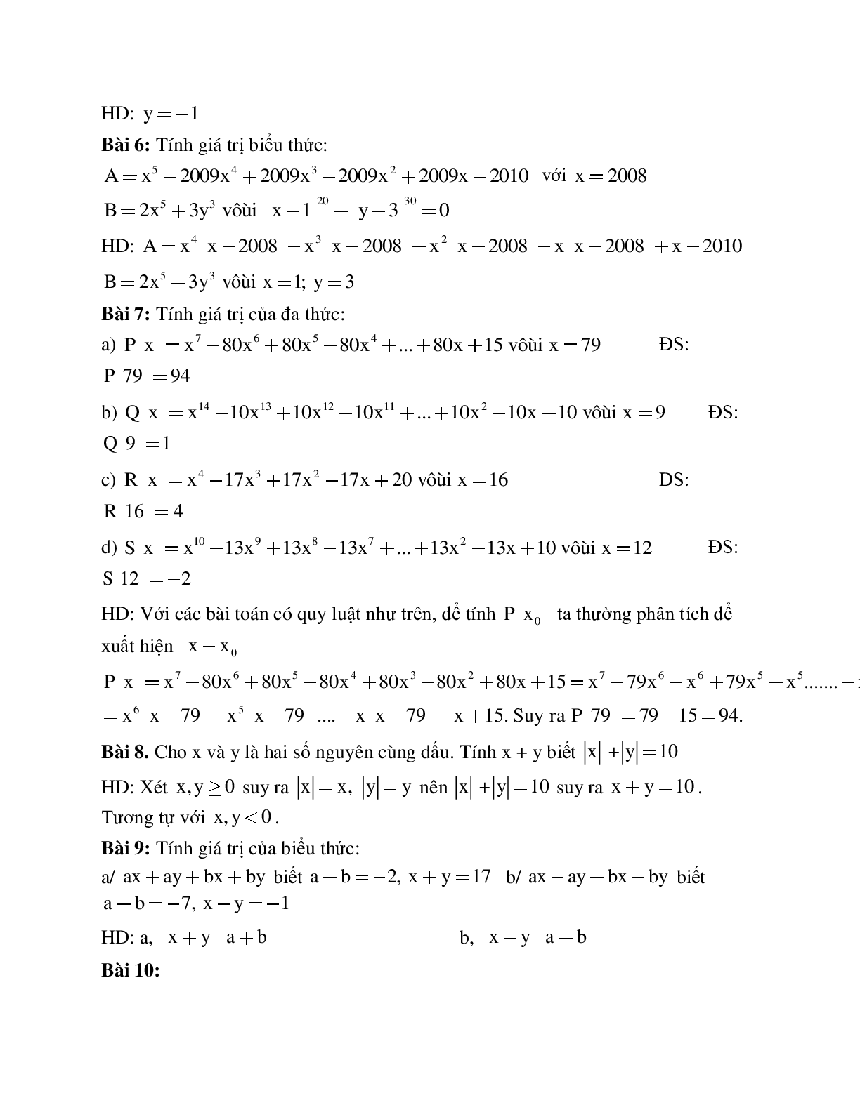 Cách giải Tính giá trị biểu thức đại số (trang 3)