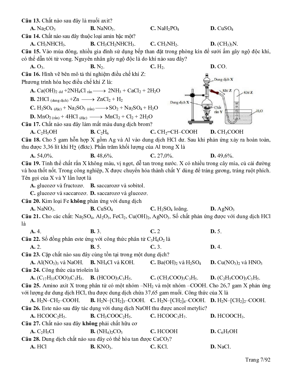 Tổng hợp các đề ôn luyện thi Thpt quốc gia môn Hóa Học Lớp 12 (trang 7)