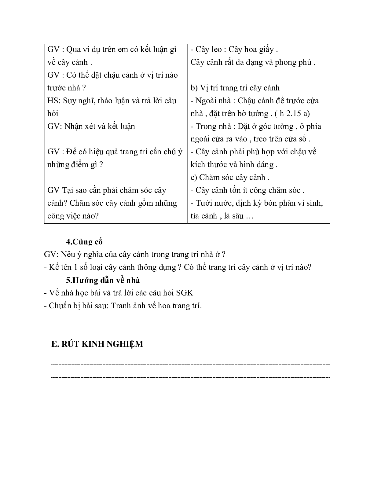 GIÁO ÁN CÔNG NGHỆ 6 BÀI 15: TRANG TRÍ NHÀ Ở BẰNG CÂY CẢNH VÀ HOA (T2) MỚI NHẤT – CV5512 (trang 3)