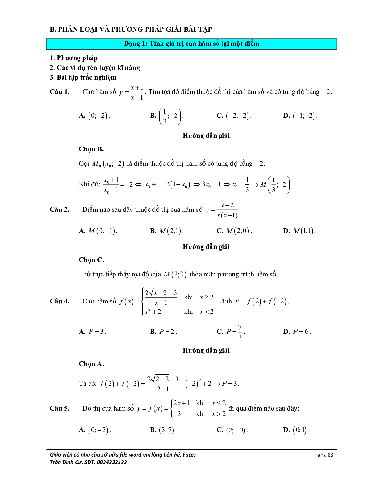 Phân loại và phương pháp giải bài tập về hàm số bậc nhất và bậc hai (trang 3)