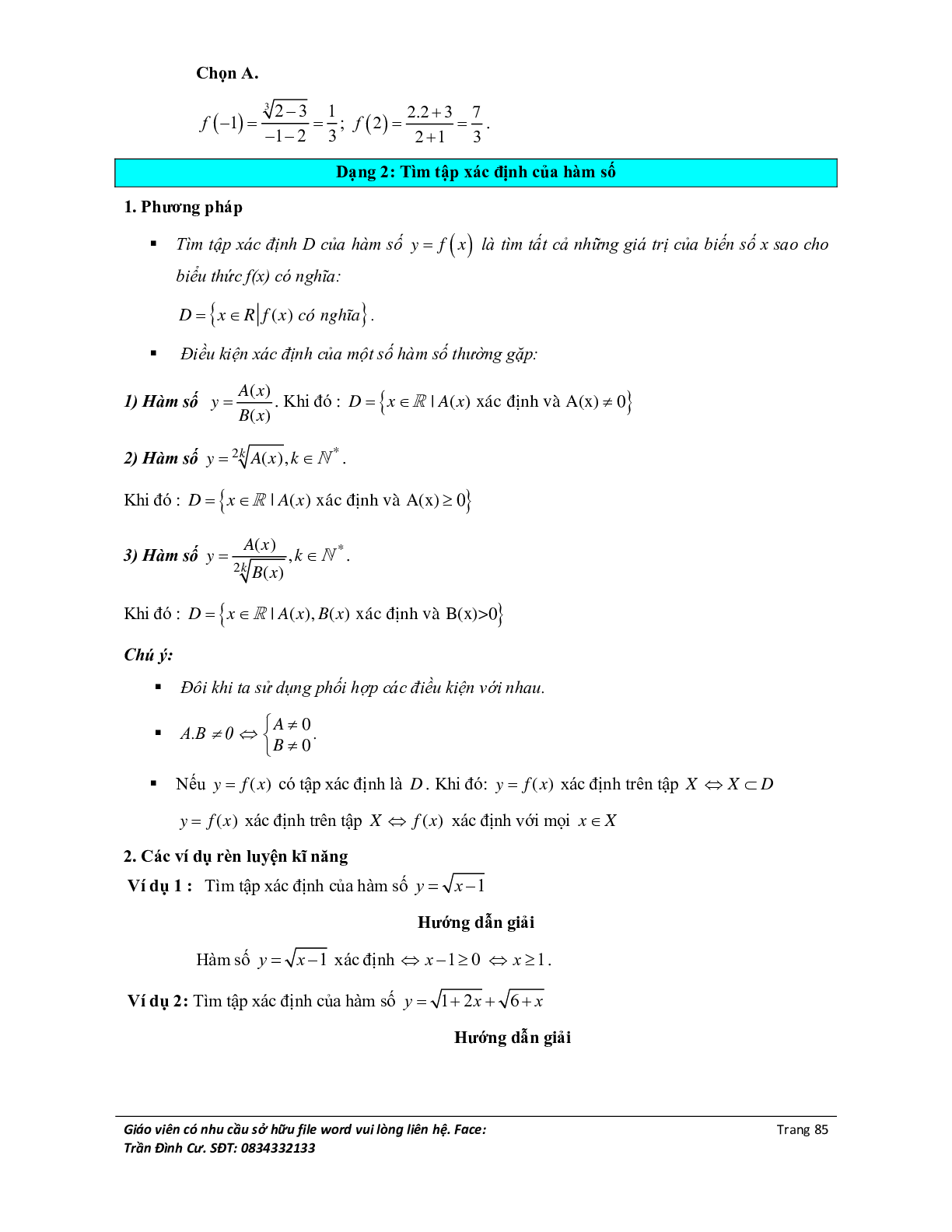 Phân loại và phương pháp giải bài tập về hàm số bậc nhất và bậc hai (trang 5)