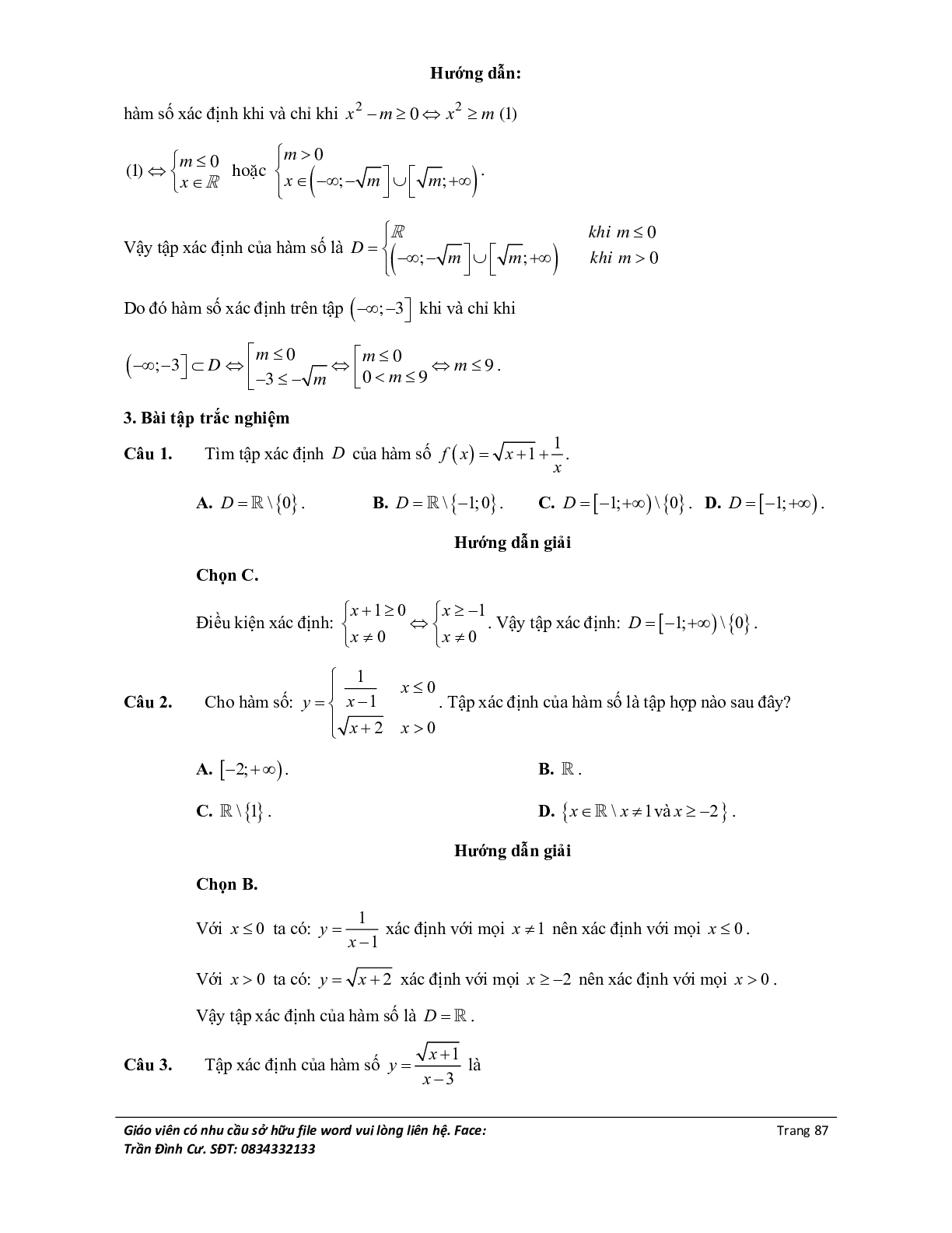 Phân loại và phương pháp giải bài tập về hàm số bậc nhất và bậc hai (trang 7)