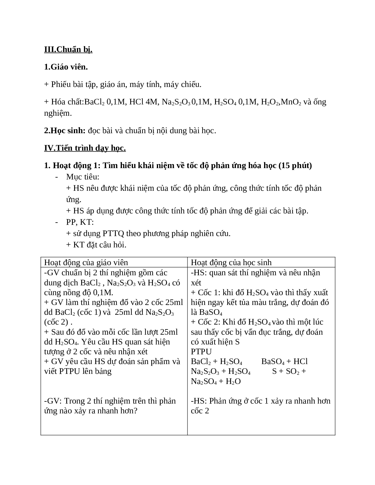 Giáo án Hóa học 10 bài 36 :Tốc độ phản ứng mới nhất (trang 2)