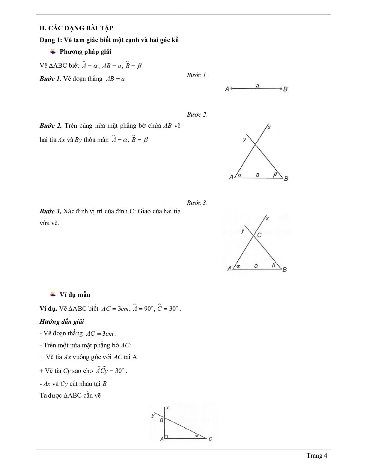 Lý thuyết Toán 7 có đáp án: Trường hợp bằng nhau thứ ba của tam giác: góc - cạnh - góc (g.c.g) (trang 4)