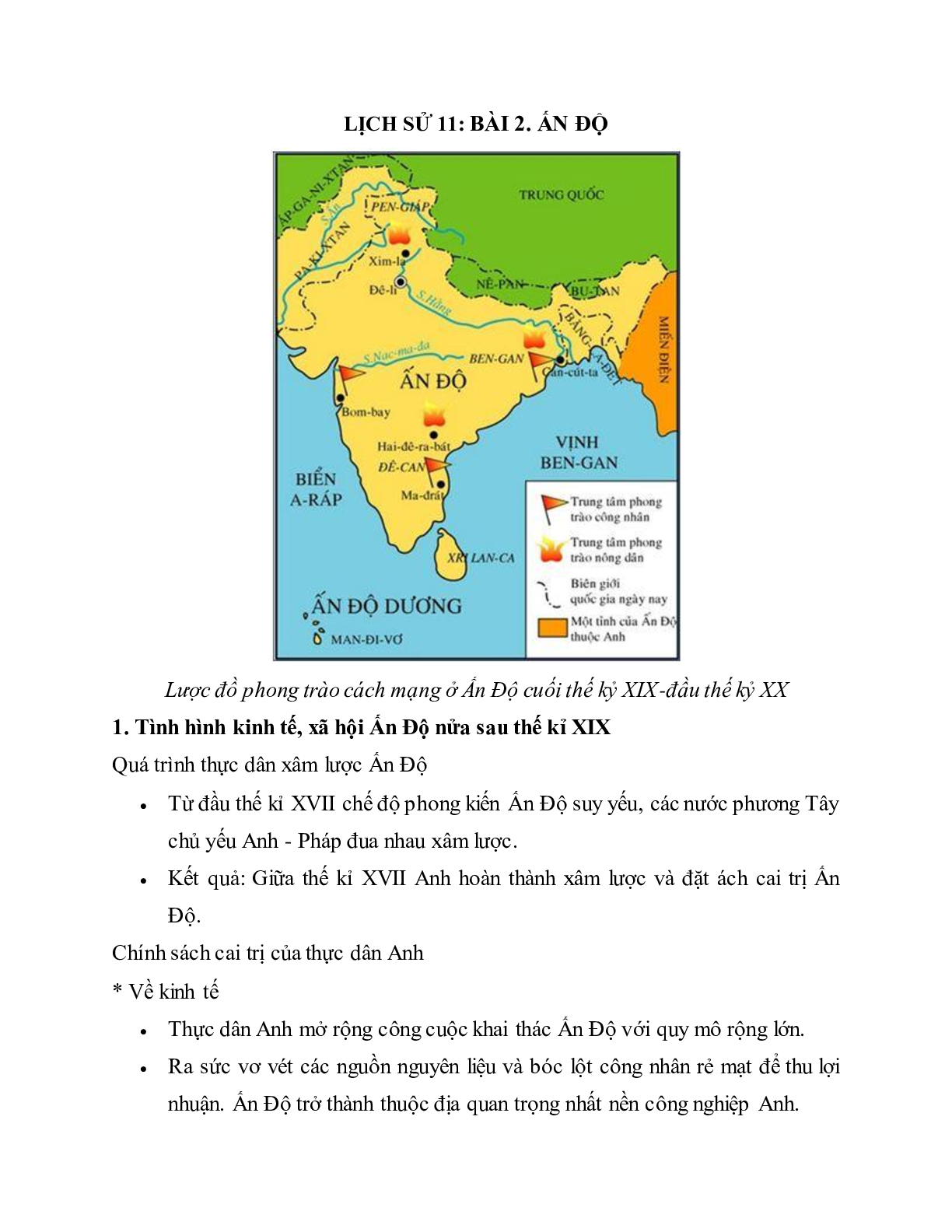 Lý thuyết Lịch sử 11: Bài 2: Ấn Độ mới nhất (trang 1)