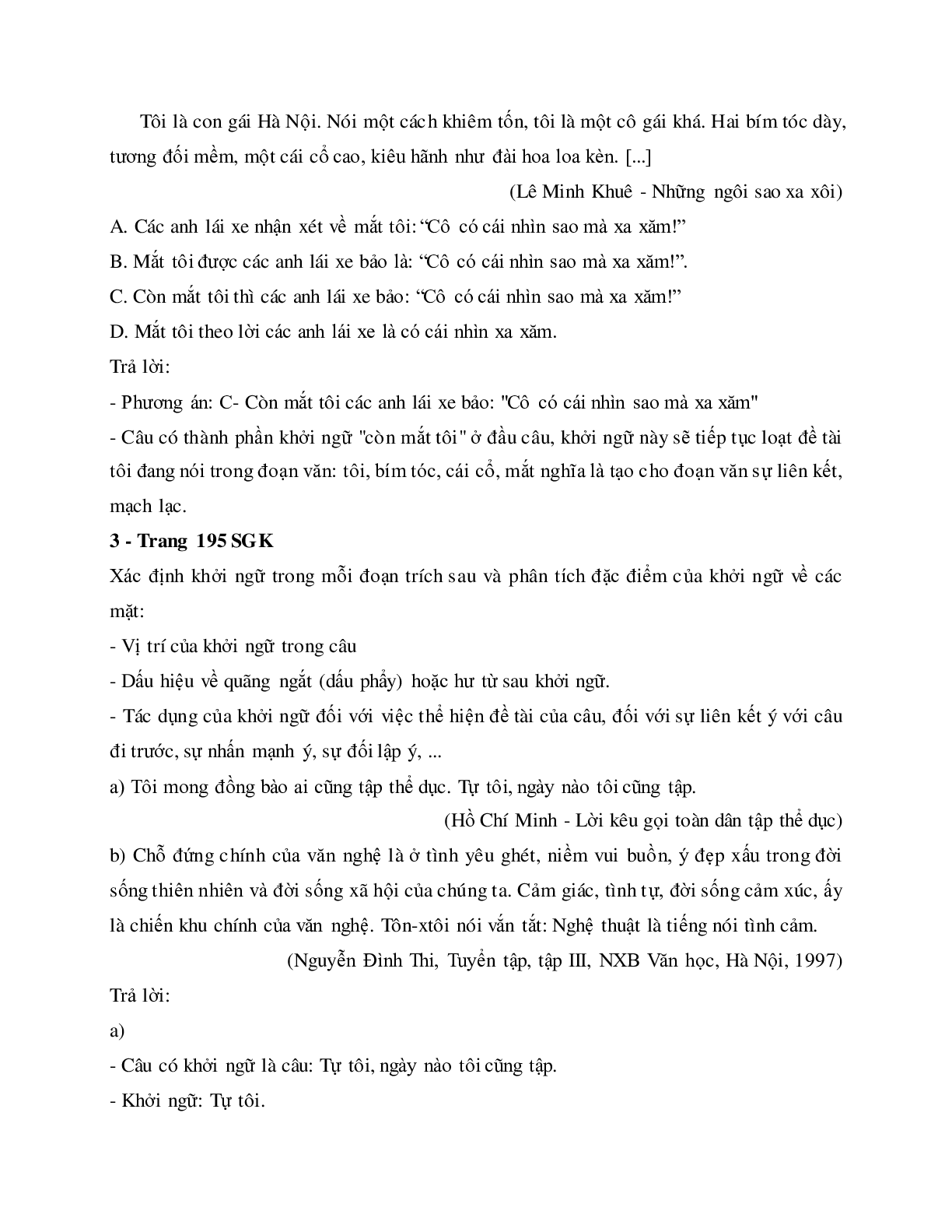 Soạn bài Thực hành về sử dụng một số kiểu câu trong văn bản - ngắn nhất Soạn văn 11 (trang 6)