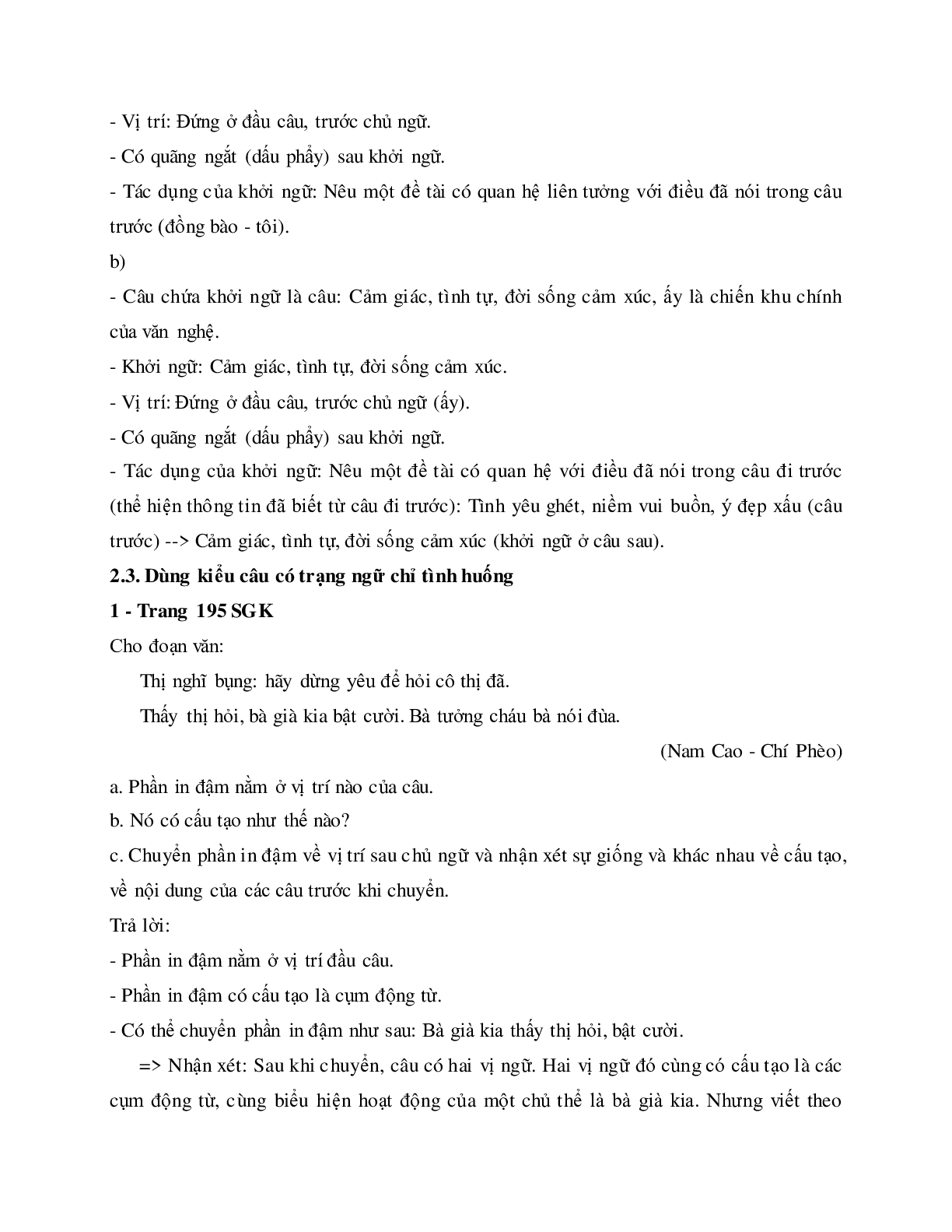 Soạn bài Thực hành về sử dụng một số kiểu câu trong văn bản - ngắn nhất Soạn văn 11 (trang 7)