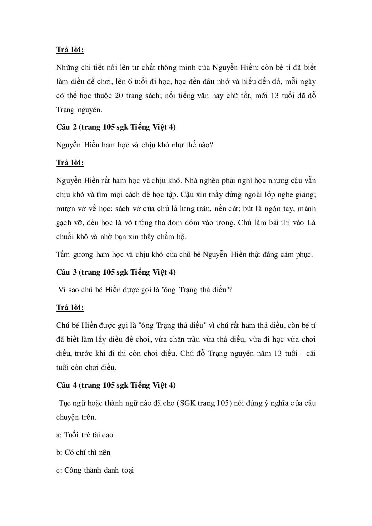 Soạn Tiếng Việt lớp 4: Tập đọc: Ông Trạng thả diều mới nhất (trang 2)