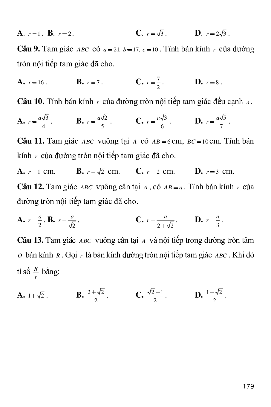 Bài tập Tính bán kính đường tròn ngoại tiếp, nội tiếp tam giác chọn lọc (trang 3)