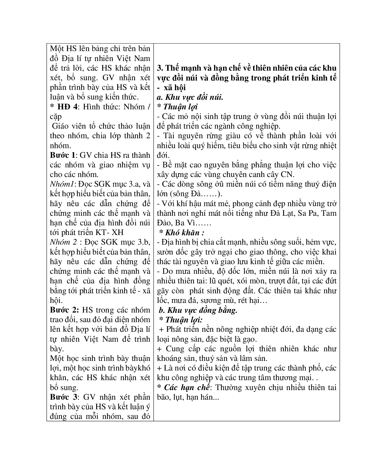 Giáo án Địa lí 12 Bài 7 Đất nước nhiều đối núi (tt) mới nhất (trang 3)