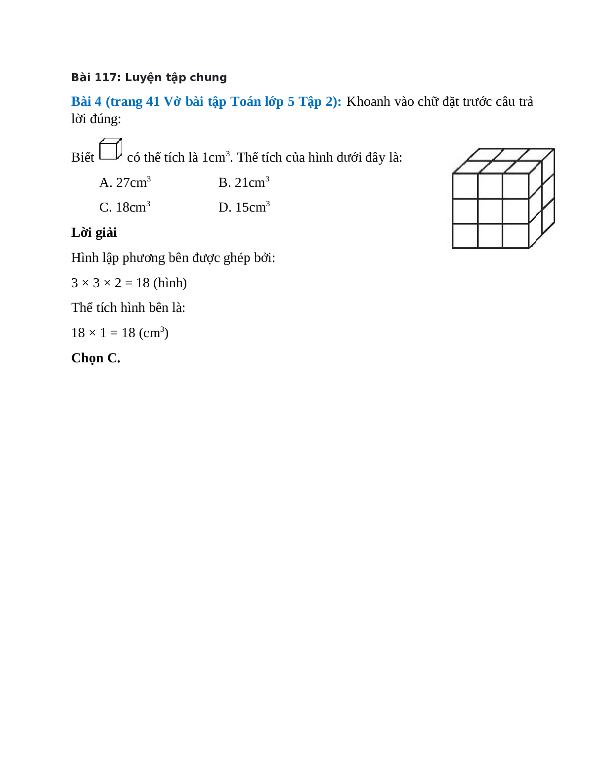 Khoanh vào chữ đặt trước câu trả lời đúng Bài 4 trang 41 Vở bài tập Toán lớp 5 (trang 1)