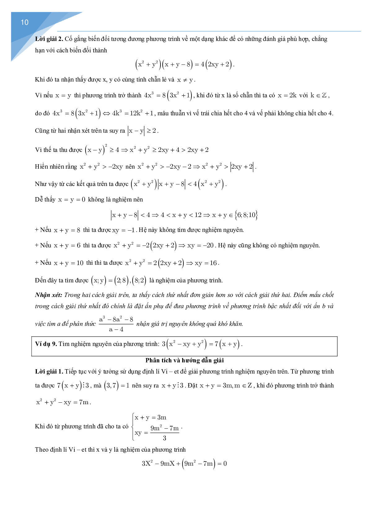 Vận dụng định lý Vi-et giải một số bài toán số học (trang 10)