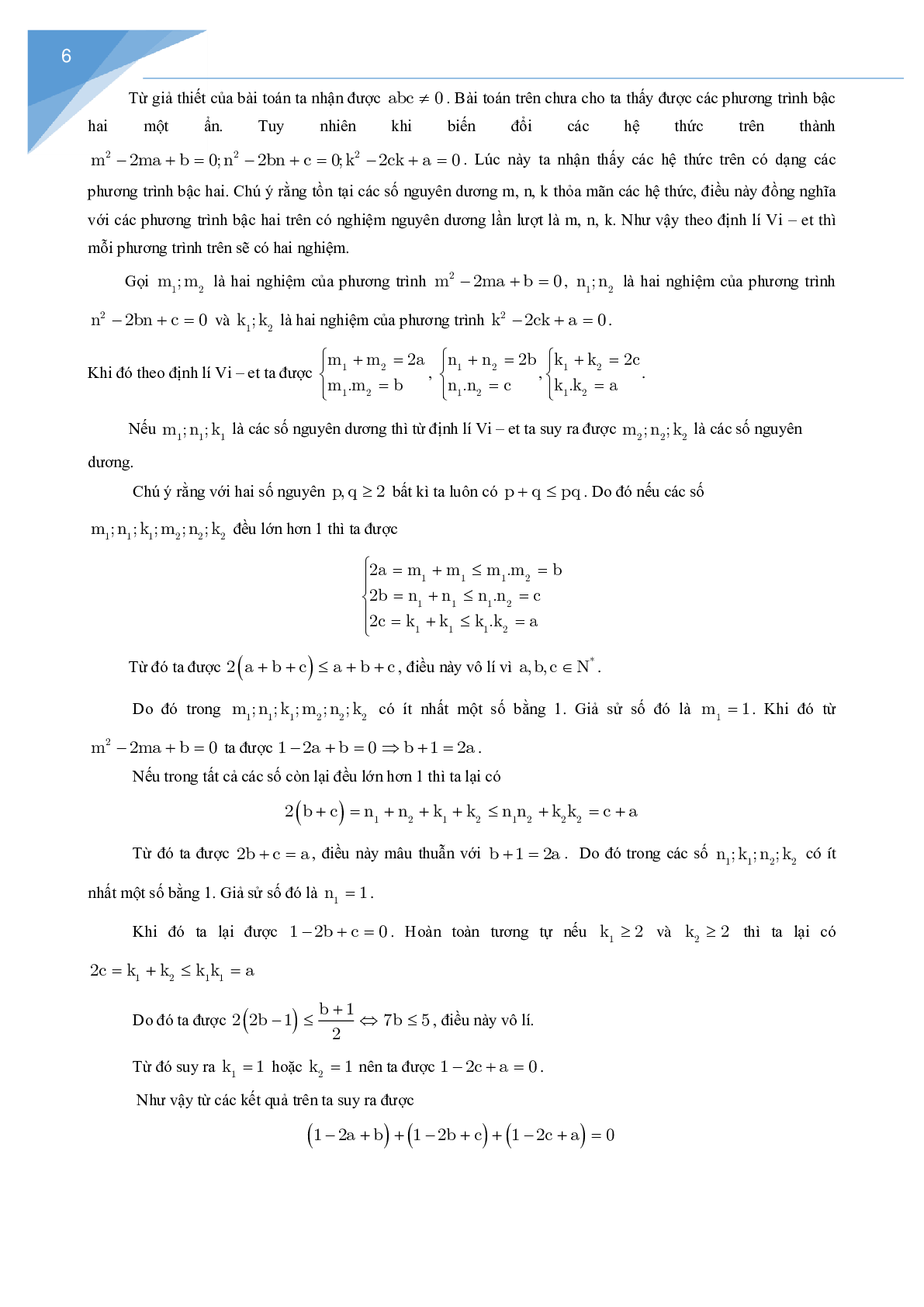 Vận dụng định lý Vi-et giải một số bài toán số học (trang 6)
