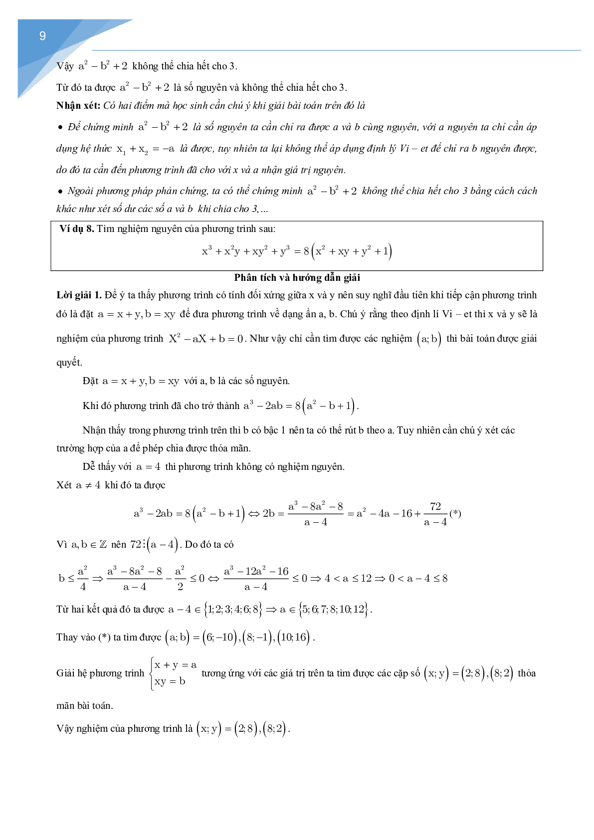 Vận dụng định lý Vi-et giải một số bài toán số học (trang 9)