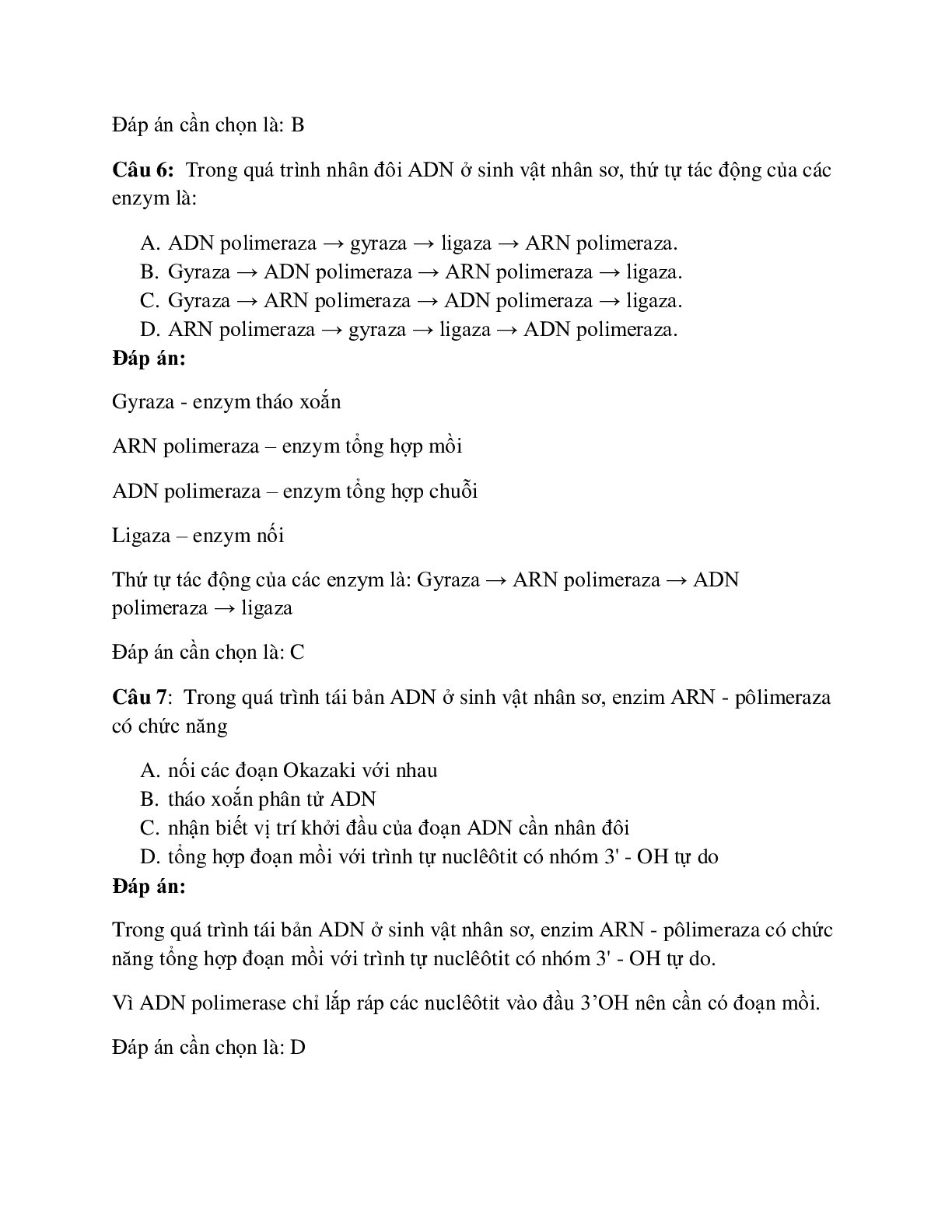 54 câu Trắc nghiệm Sinh học lớp 12 Bài 1 có đáp án 2023: Quá trình nhân đôi ADN (trang 3)
