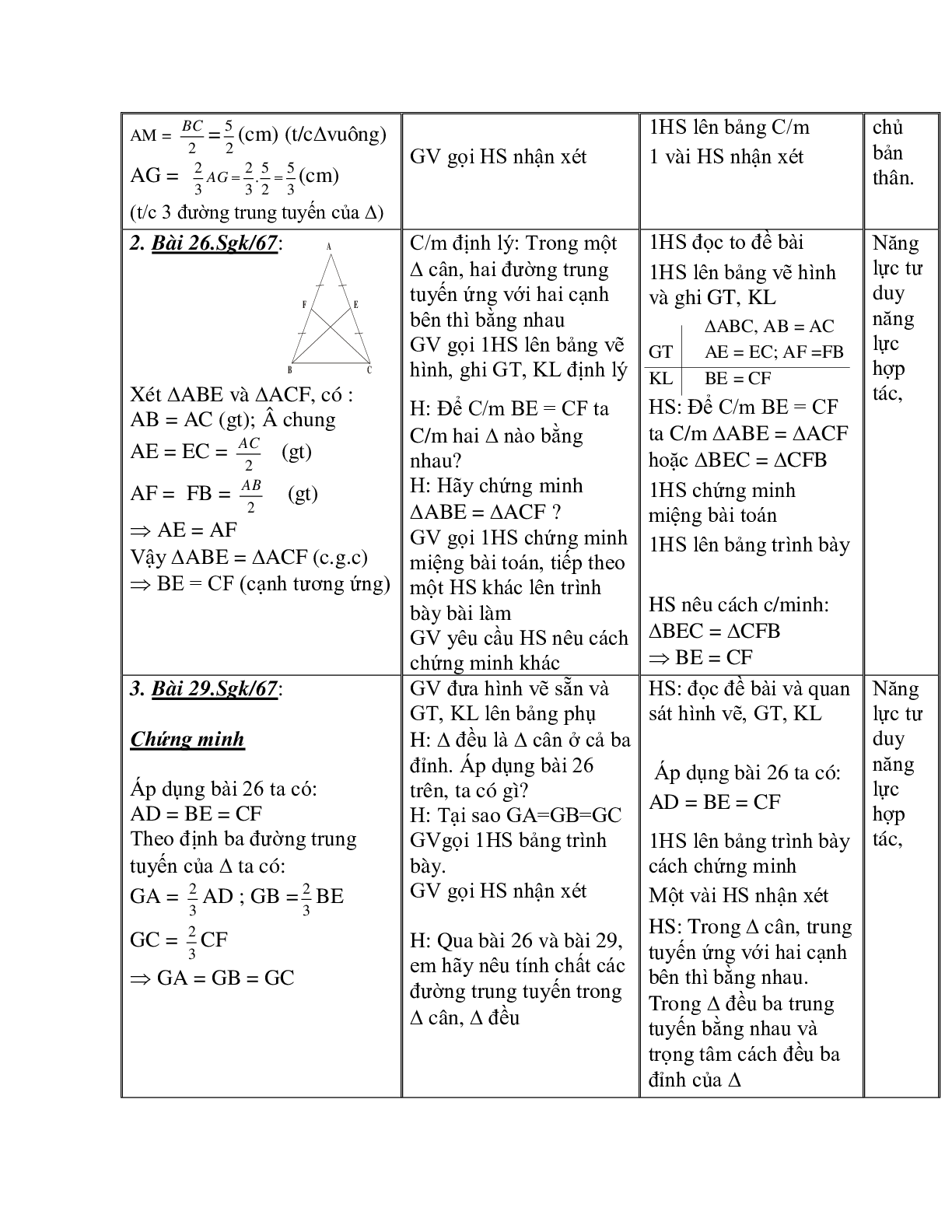 Giáo án Toán học 7 bài 4: Tính chất ba đường trung tuyến của tam giác chuẩn nhất (trang 8)