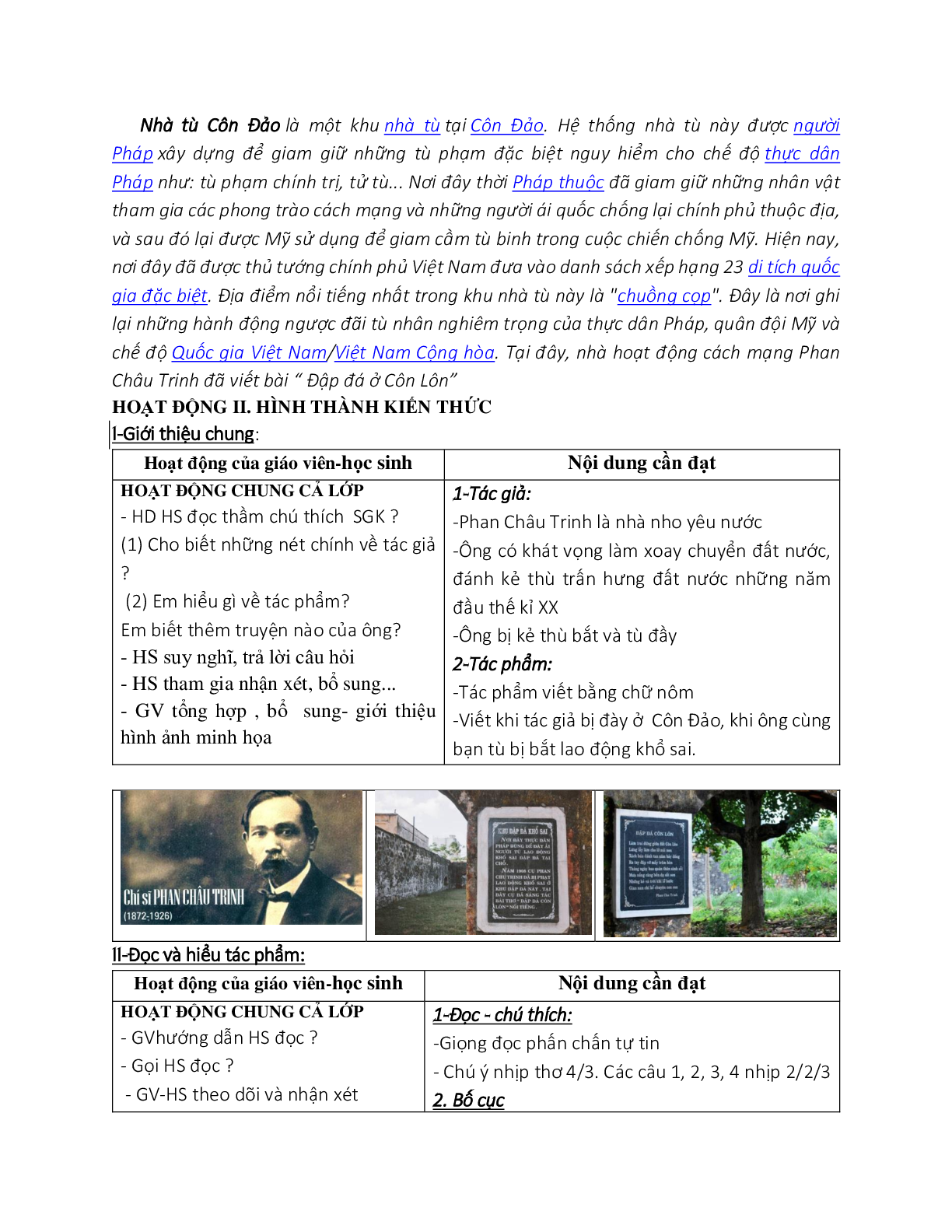 Giáo án ngữ văn lớp 8 Tuần 15 Tiết 57: Đập đá ở Côn Lôn (trang 2)