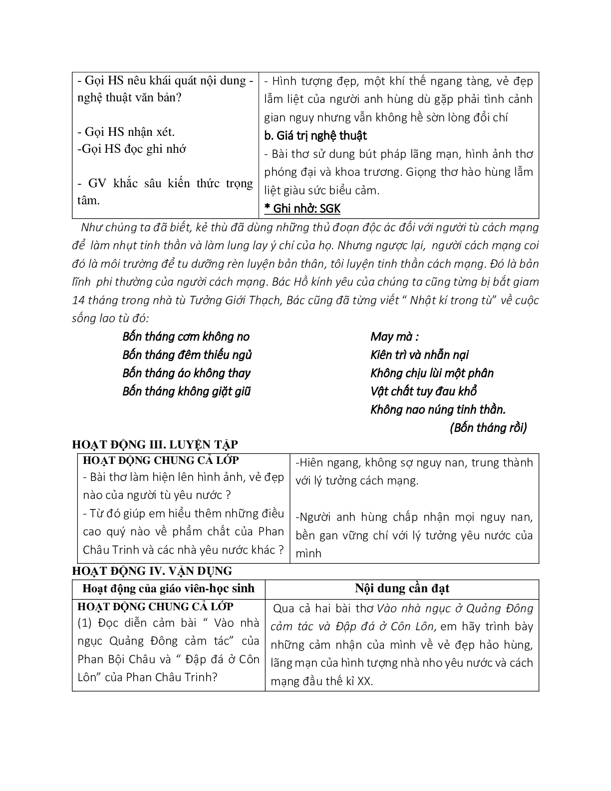Giáo án ngữ văn lớp 8 Tuần 15 Tiết 57: Đập đá ở Côn Lôn (trang 5)