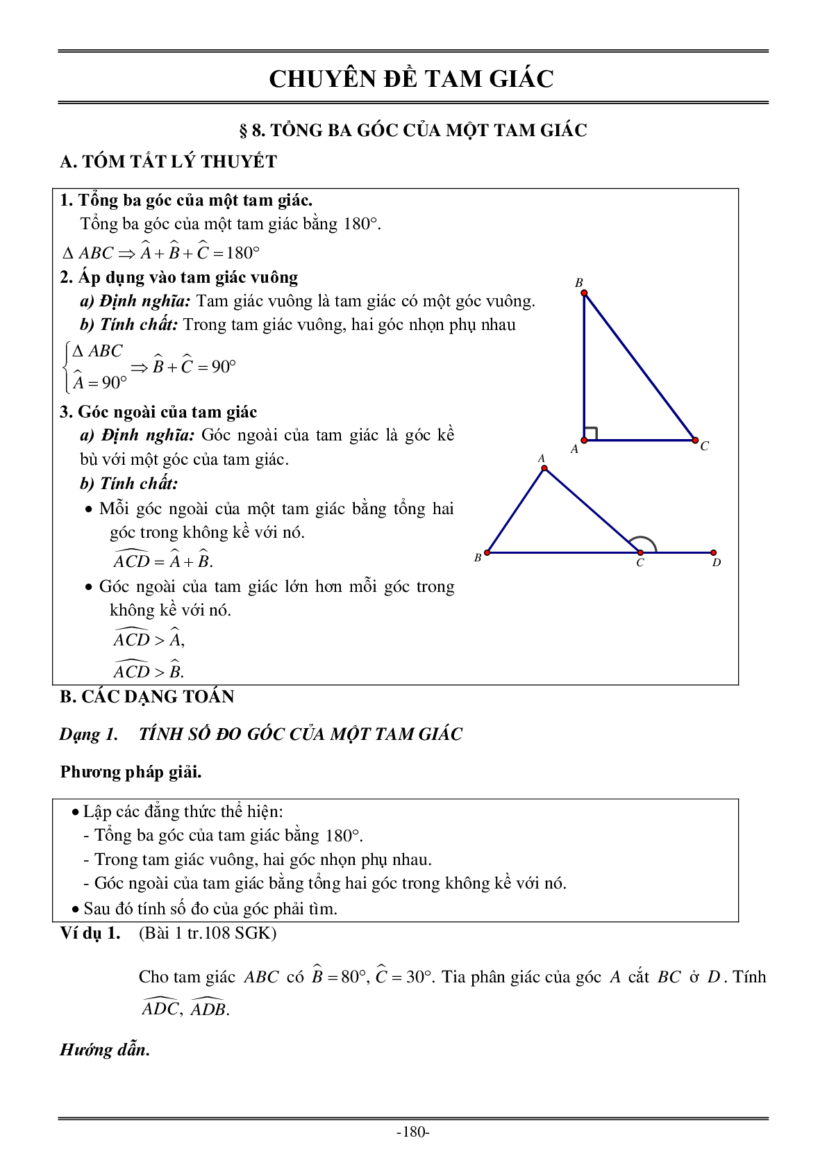 Các dạng Bài tập về chuyên đề Tam giác có đáp án (trang 1)