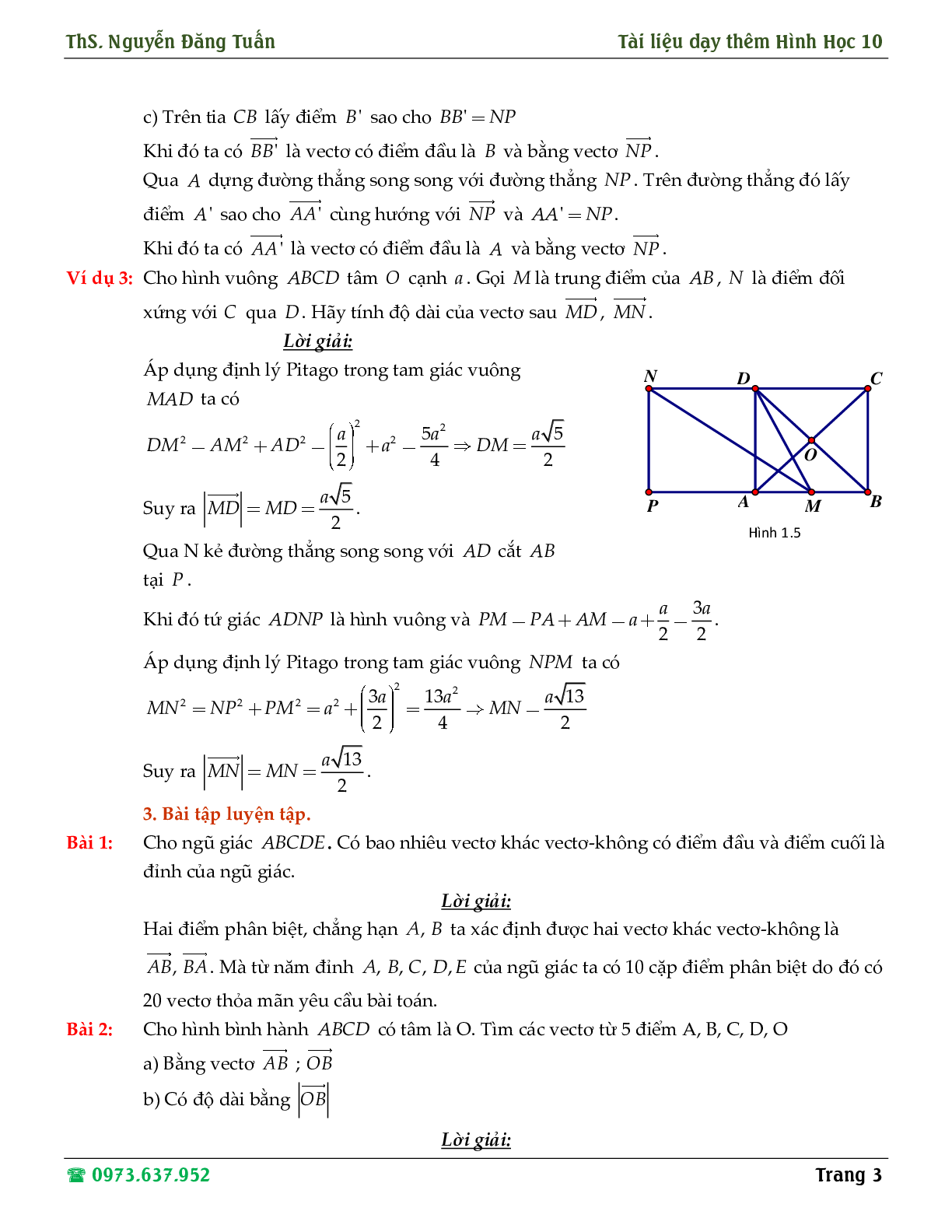 Hướng dẫn giải các dạng toán về định nghĩa vector, tổng và hiệu hai vector (trang 3)