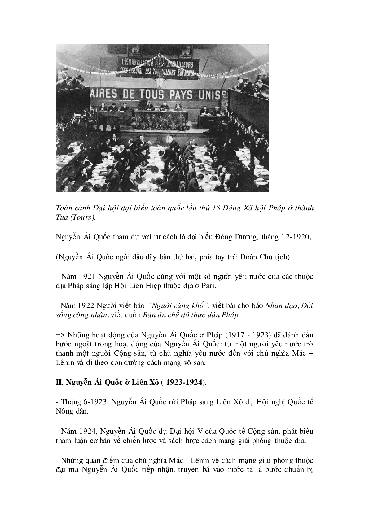 Lý thuyết Lịch sử 9: Bài 16: Hoạt động của Nguyễn Ái Quốc ở nước ngoài trong những năm 1919-1925 mới nhất (trang 2)
