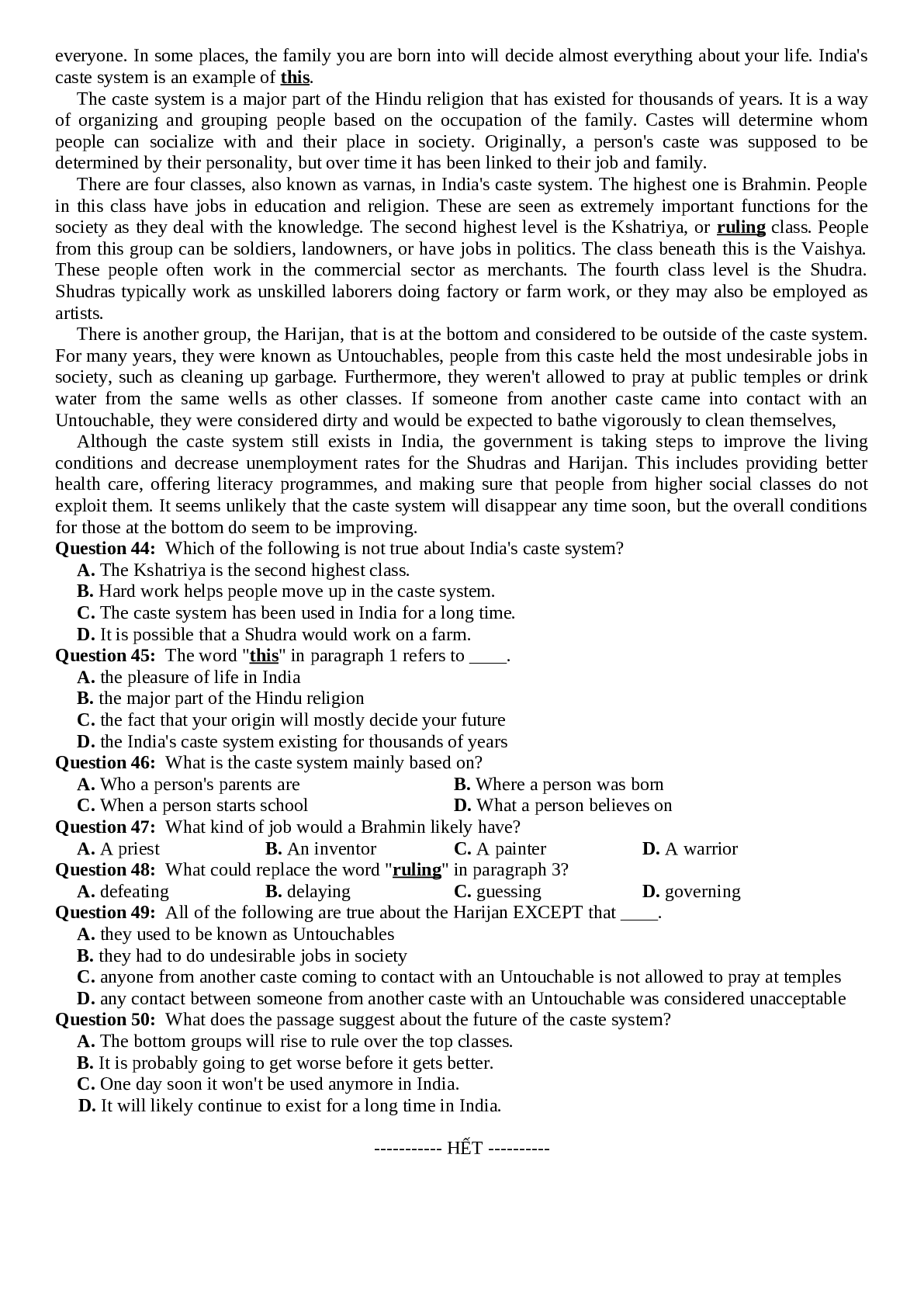 Bài tập ôn thi Tiếng Anh 12 giữa kì 1 chọn lọc (trang 4)