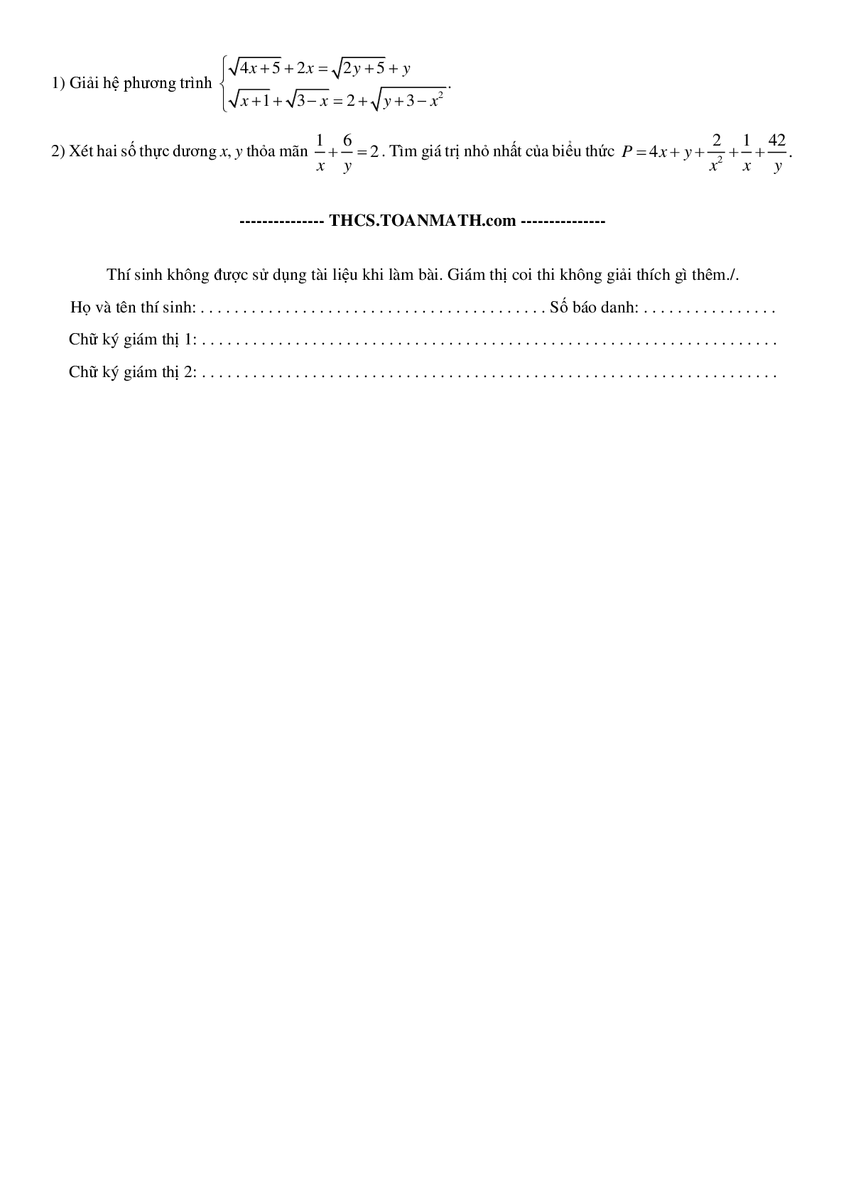 Đề thi vào lớp 10 môn Toán (chung - XH) năm 2023 tỉnh Nam Định có đáp án (trang 2)