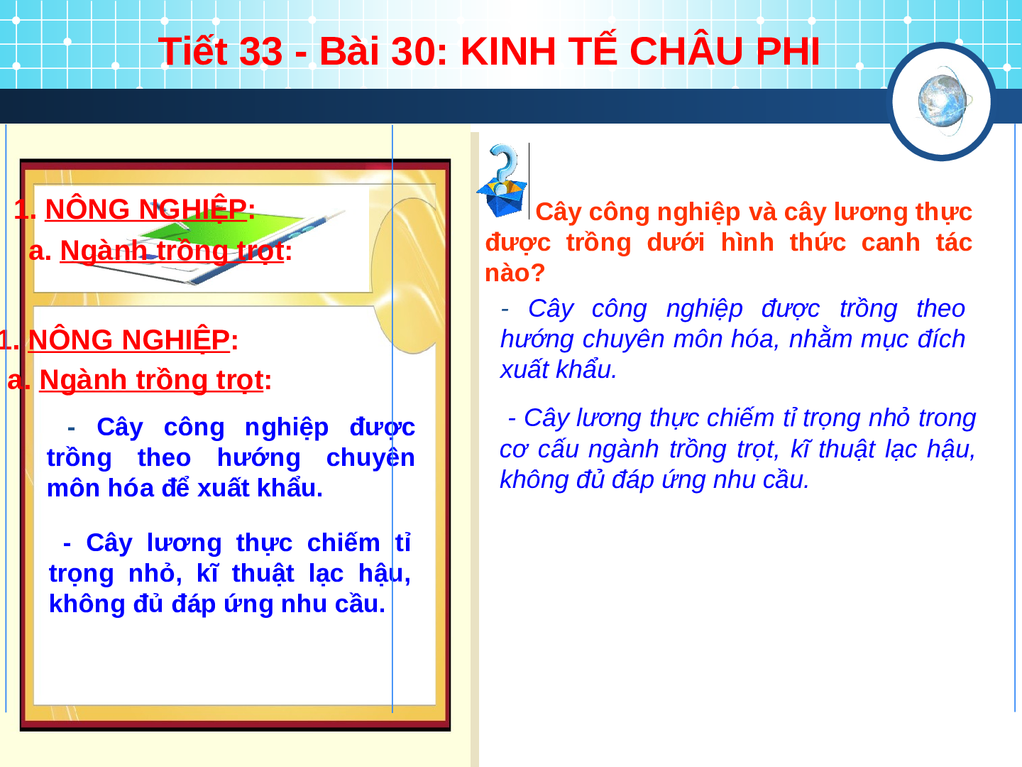 Giáo án Địa lí 7 Bài 30: Kinh tế Châu Phi (trang 9)