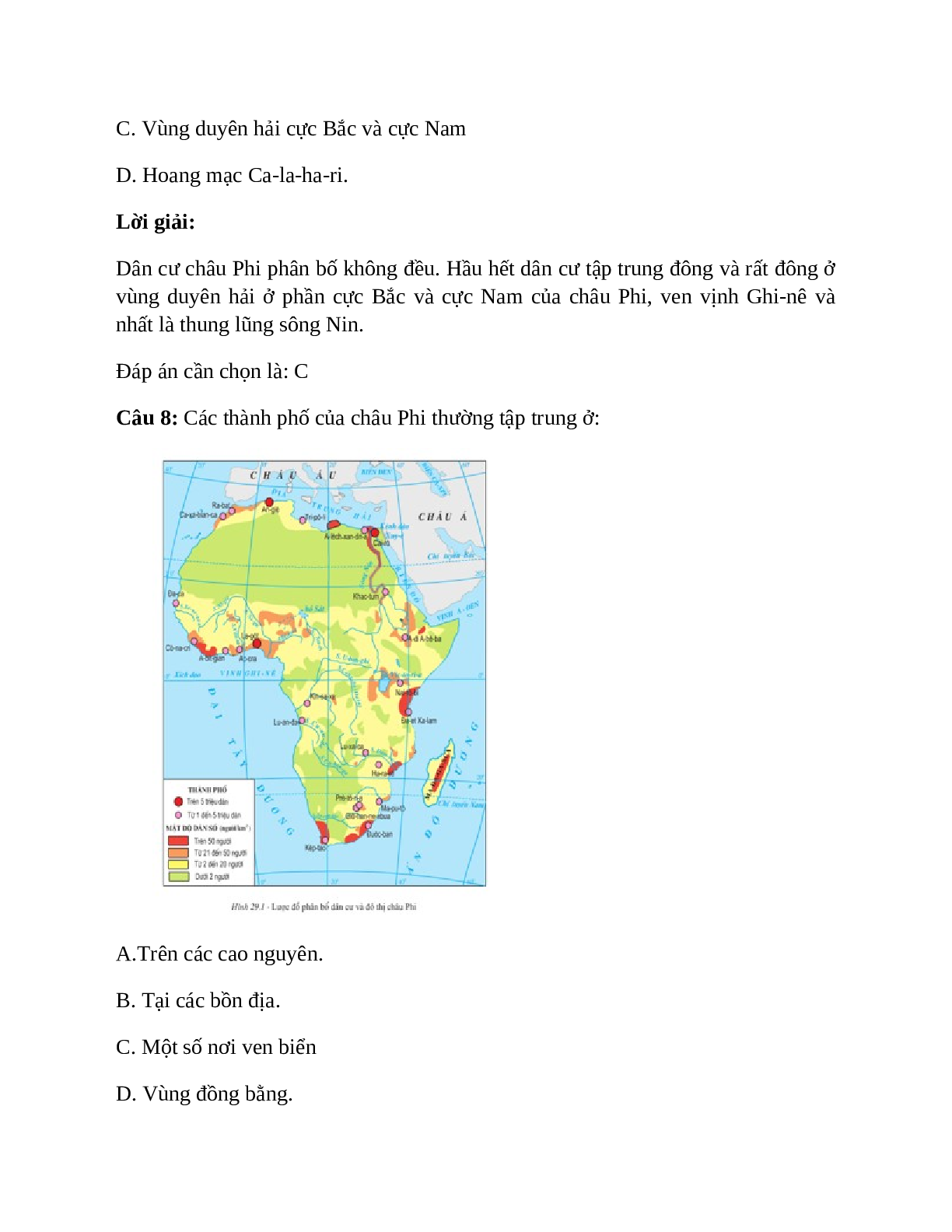 Địa Lí 7 Bài 29 (Lý thuyết và trắc nghiệm): Dân cư xã hội châu Phi (trang 7)