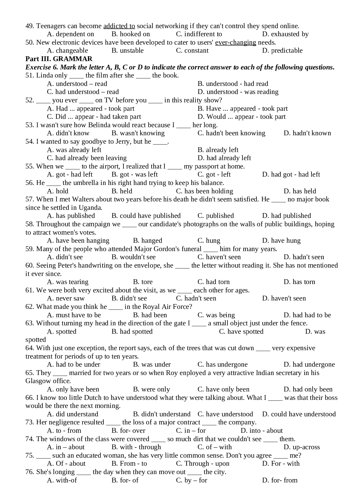 Đề cương ôn tập học kì 1 môn Tiếng Anh lớp 12 chi tiết, chọn lọc (trang 3)