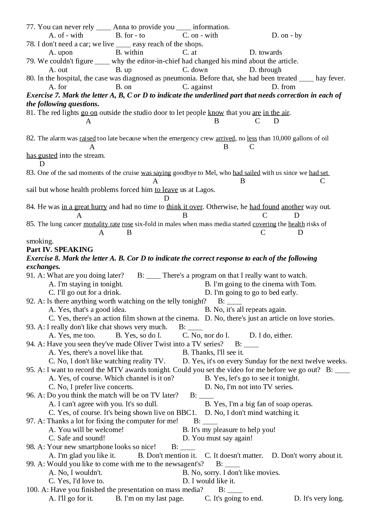 Đề cương ôn tập học kì 1 môn Tiếng Anh lớp 12 chi tiết, chọn lọc (trang 4)
