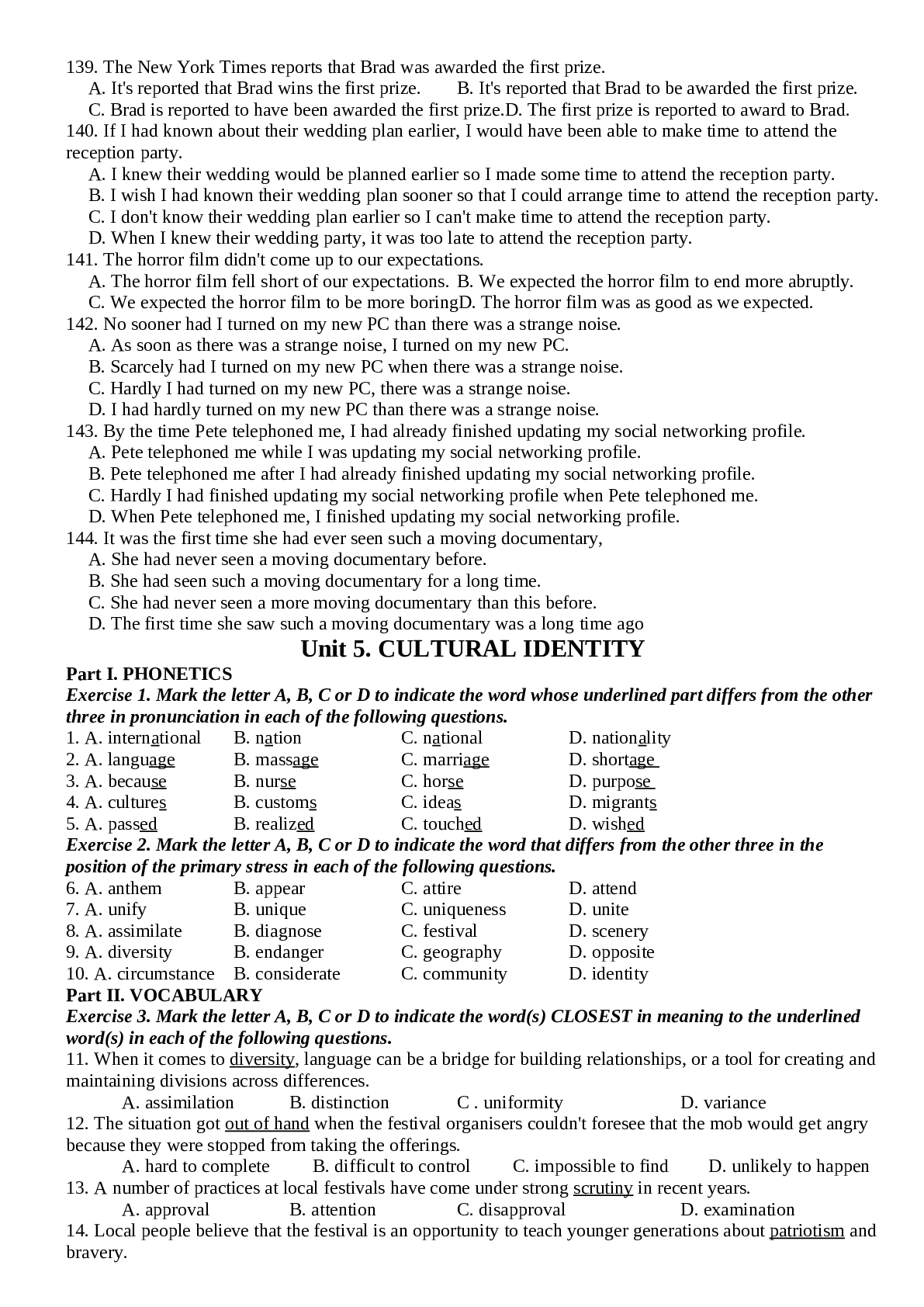 Đề cương ôn tập học kì 1 môn Tiếng Anh lớp 12 chi tiết, chọn lọc (trang 6)