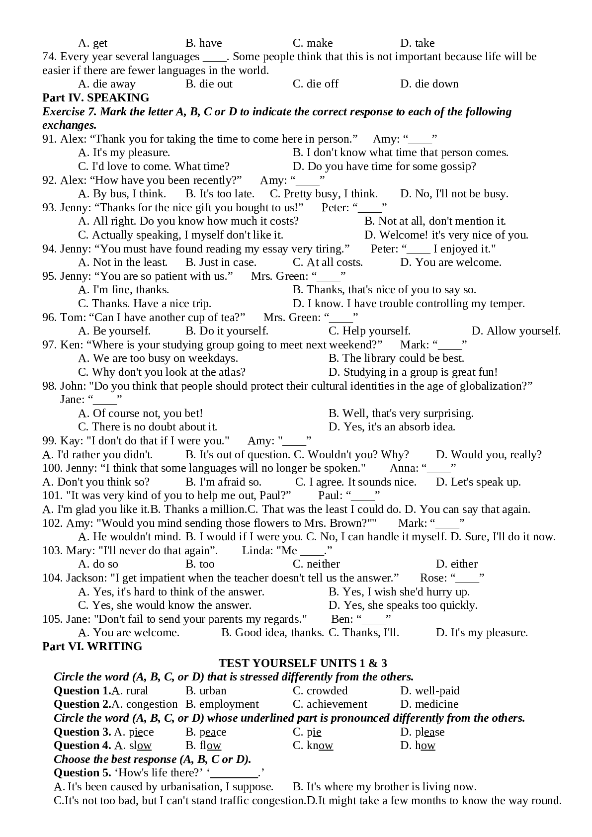 Đề cương ôn tập học kì 1 môn Tiếng Anh lớp 12 chi tiết, chọn lọc (trang 9)
