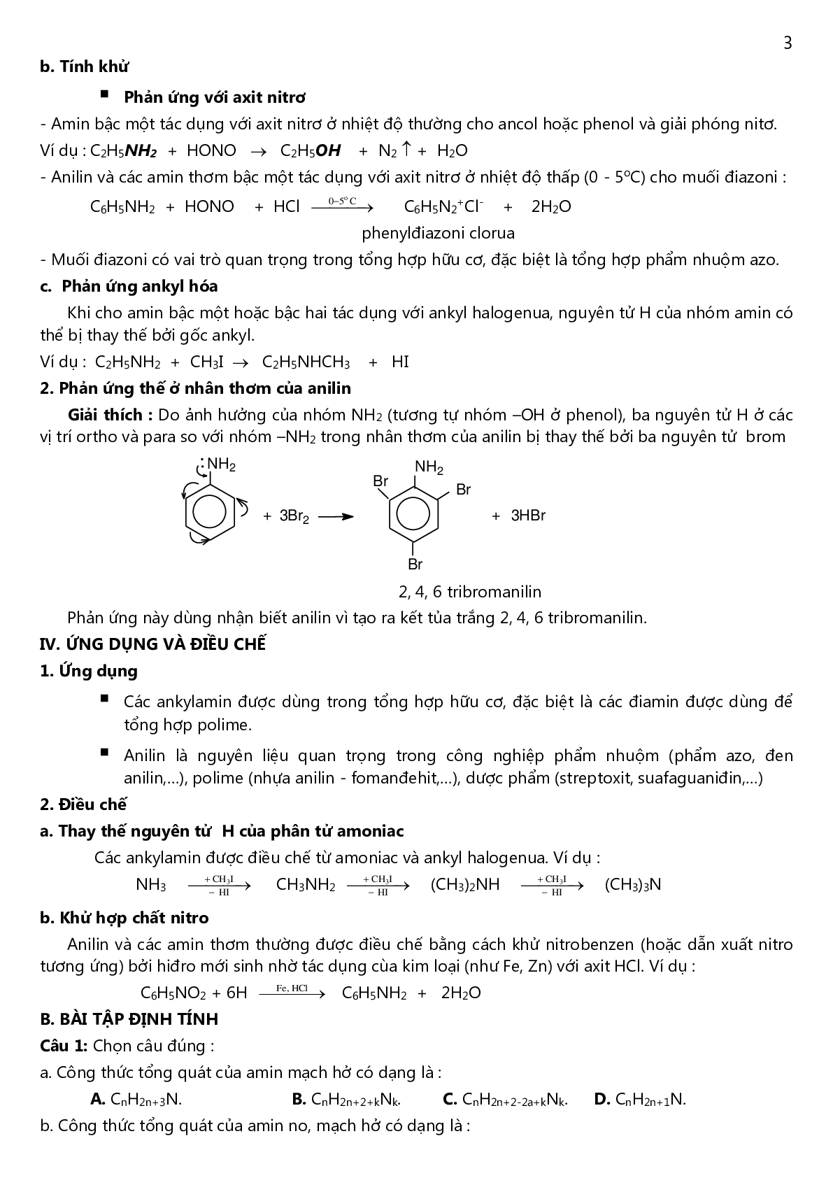 Lý thuyết, bài tập về amin-amino axit-protein có đáp án (trang 3)
