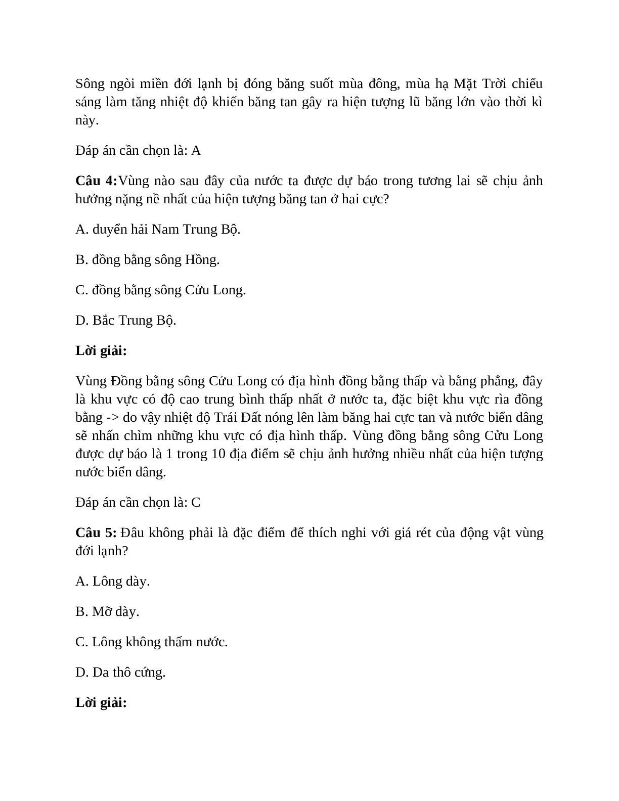 Địa Lí 7 Bài 21 (Lý thuyết và trắc nghiệm): Môi trường đới lạnh (trang 7)