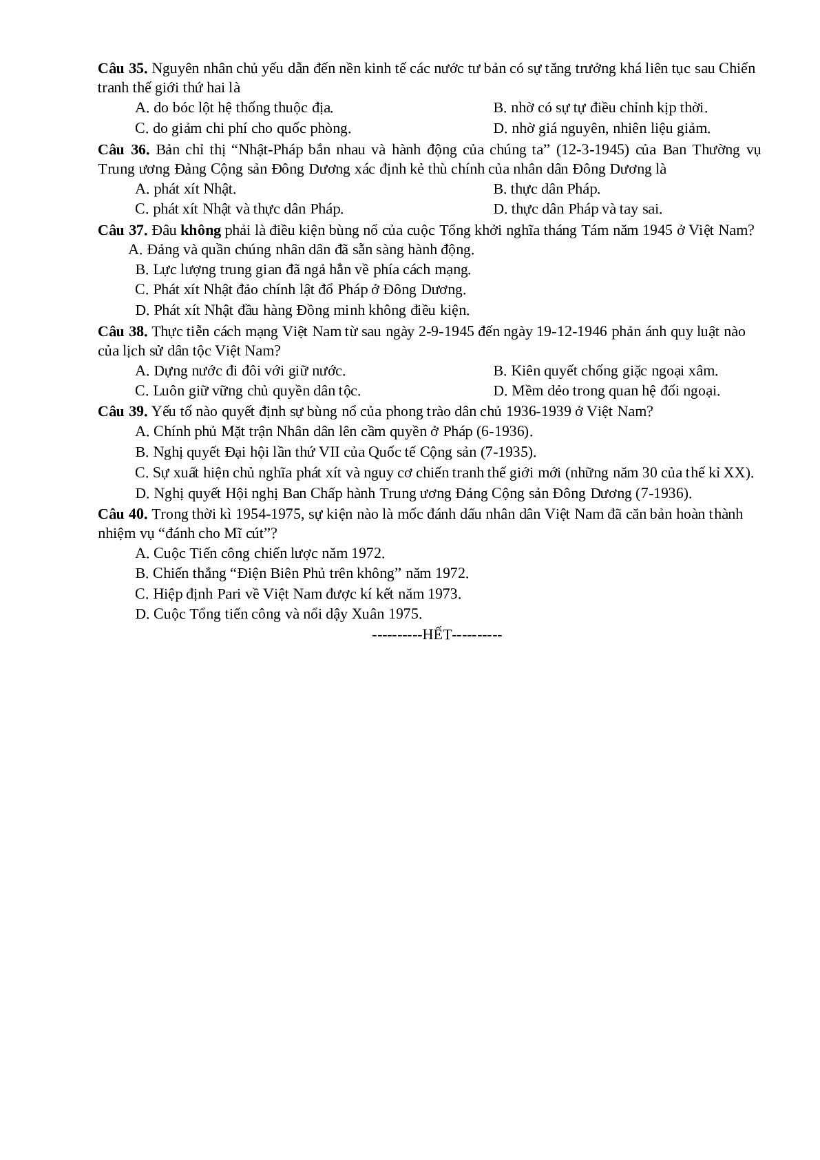 10 đề thi thử môn Lịch Sử lớp 12 (trang 5)