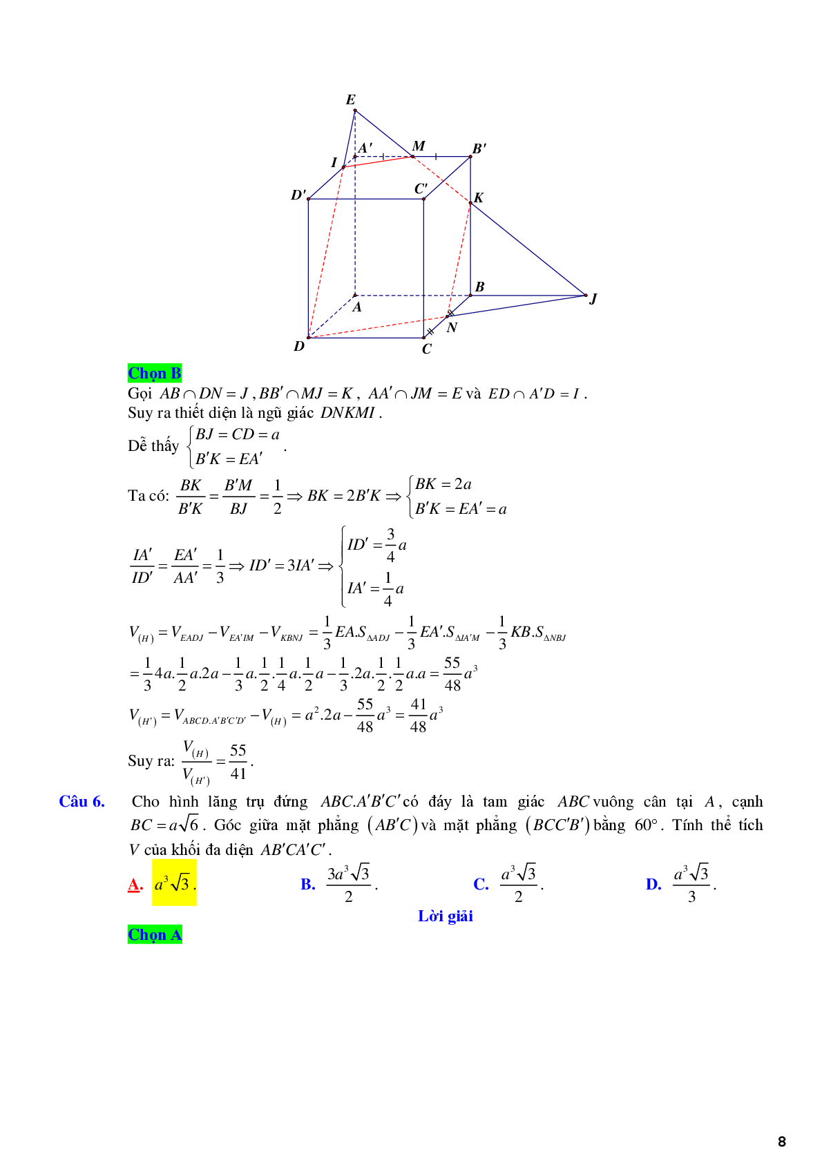 48 câu trắc nghiệm thể tích khối đa diện tích hợp - có lời giải chi tiết (trang 8)