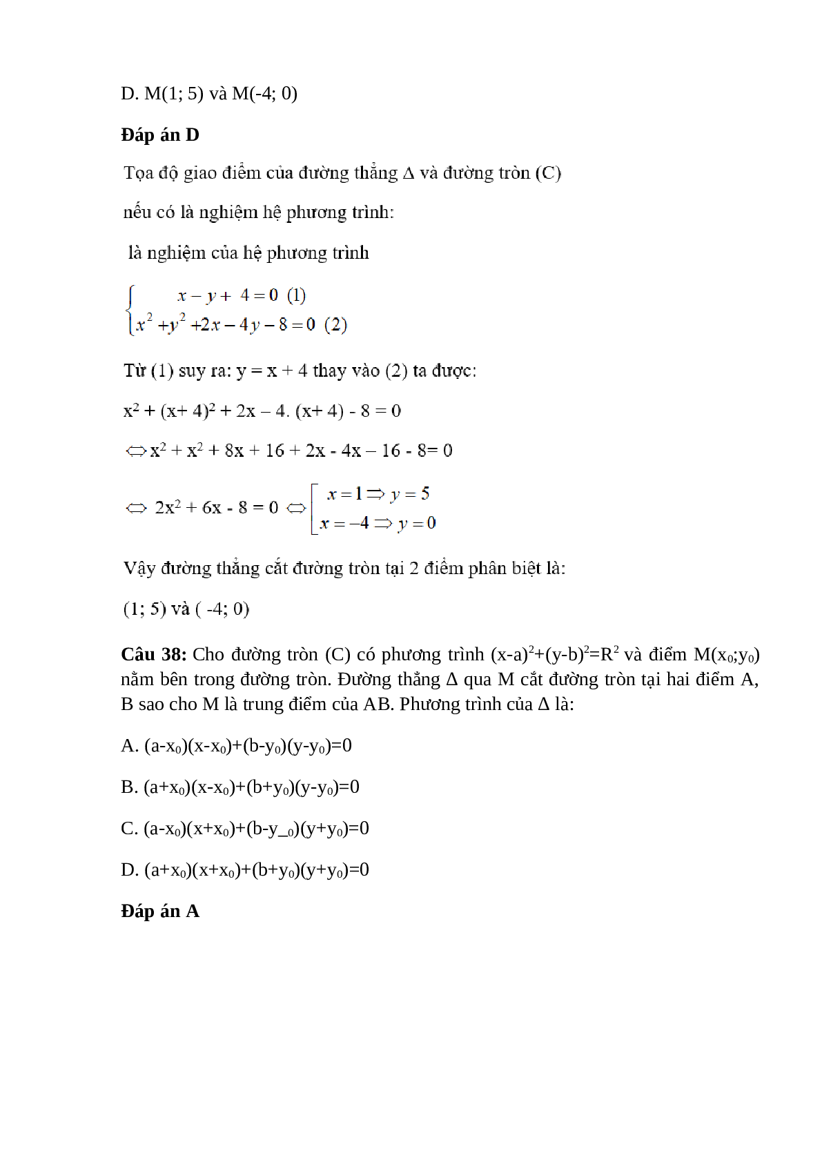 Trắc nghiệm Phương trình đường tròn (phần 3) có đáp án – Toán lớp 10 (trang 5)