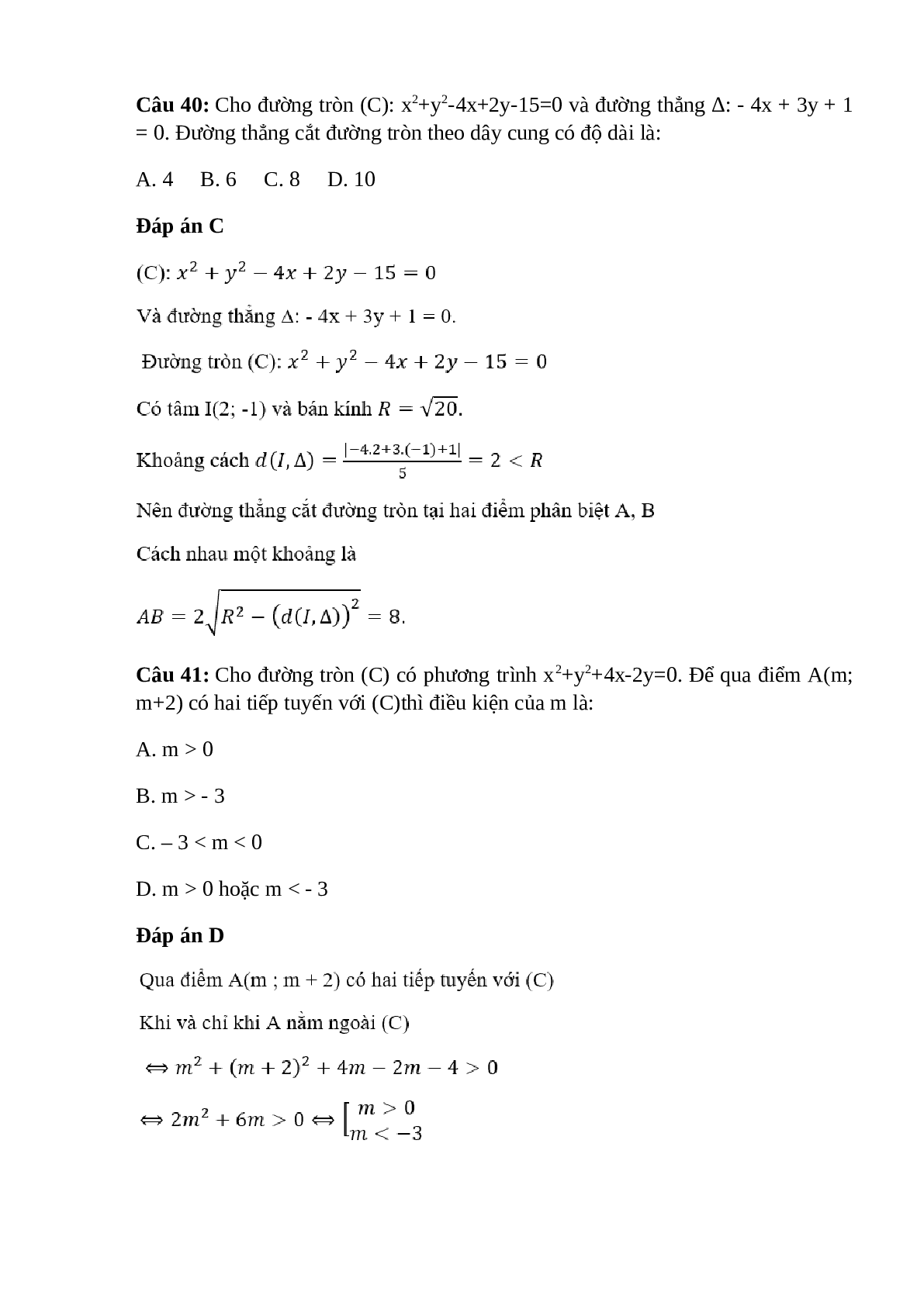 Trắc nghiệm Phương trình đường tròn (phần 3) có đáp án – Toán lớp 10 (trang 7)