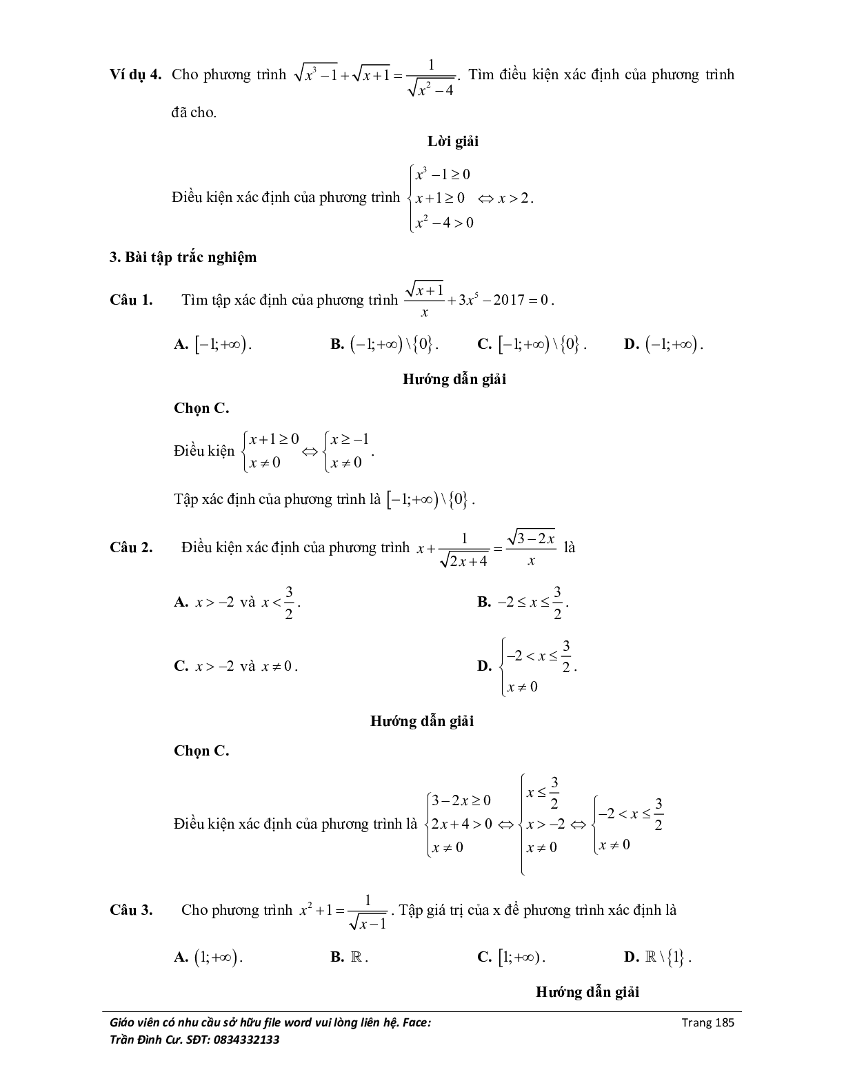Đại cương về phương trình môn Toán lớp 10 (trang 3)