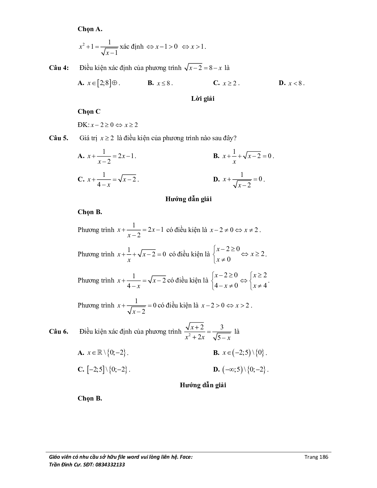 Đại cương về phương trình môn Toán lớp 10 (trang 4)