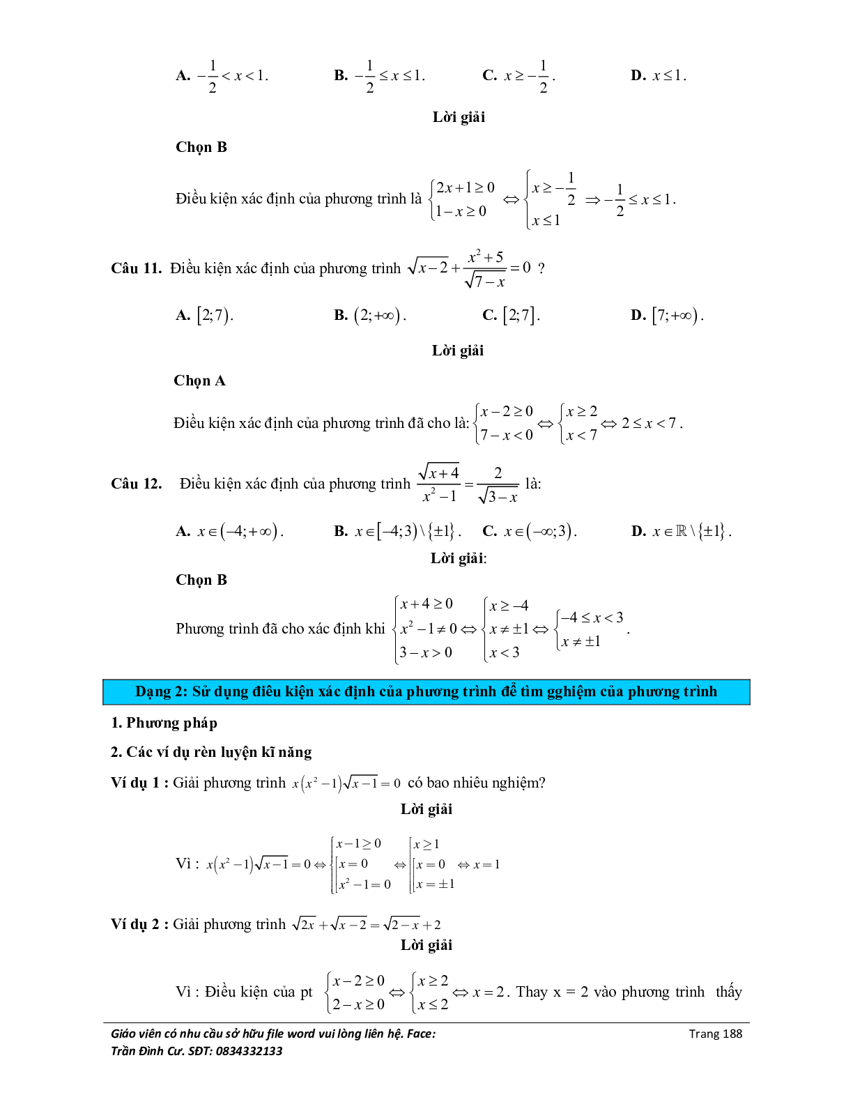 Đại cương về phương trình môn Toán lớp 10 (trang 6)