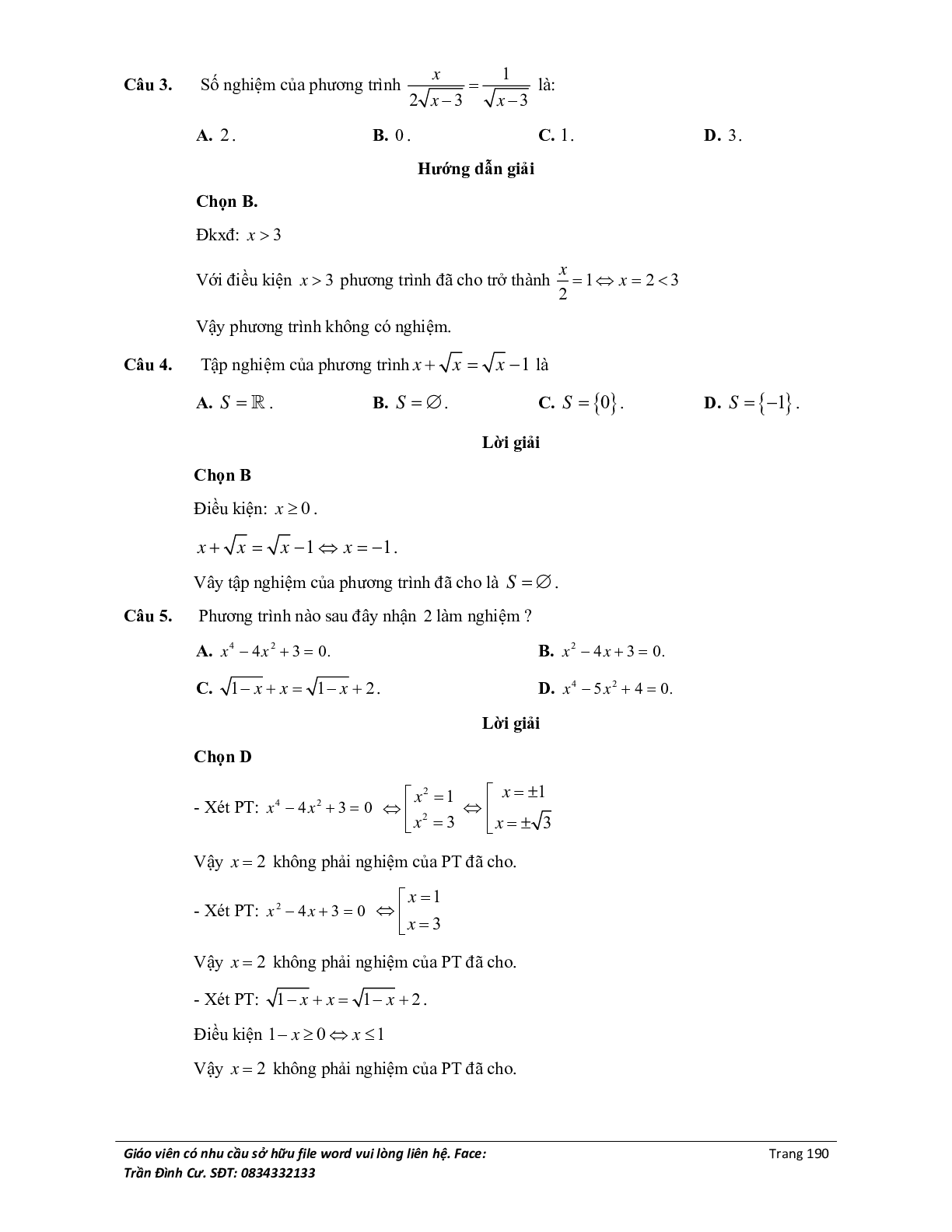 Đại cương về phương trình môn Toán lớp 10 (trang 8)
